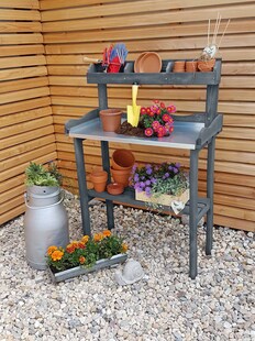 Promadino Pflanztisch mit Ablage, grau 