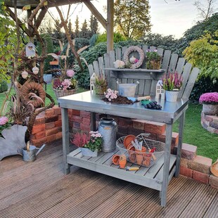 Promadino Gärtnertisch "Helga" verzinkte Arbeitsplatte, grau 