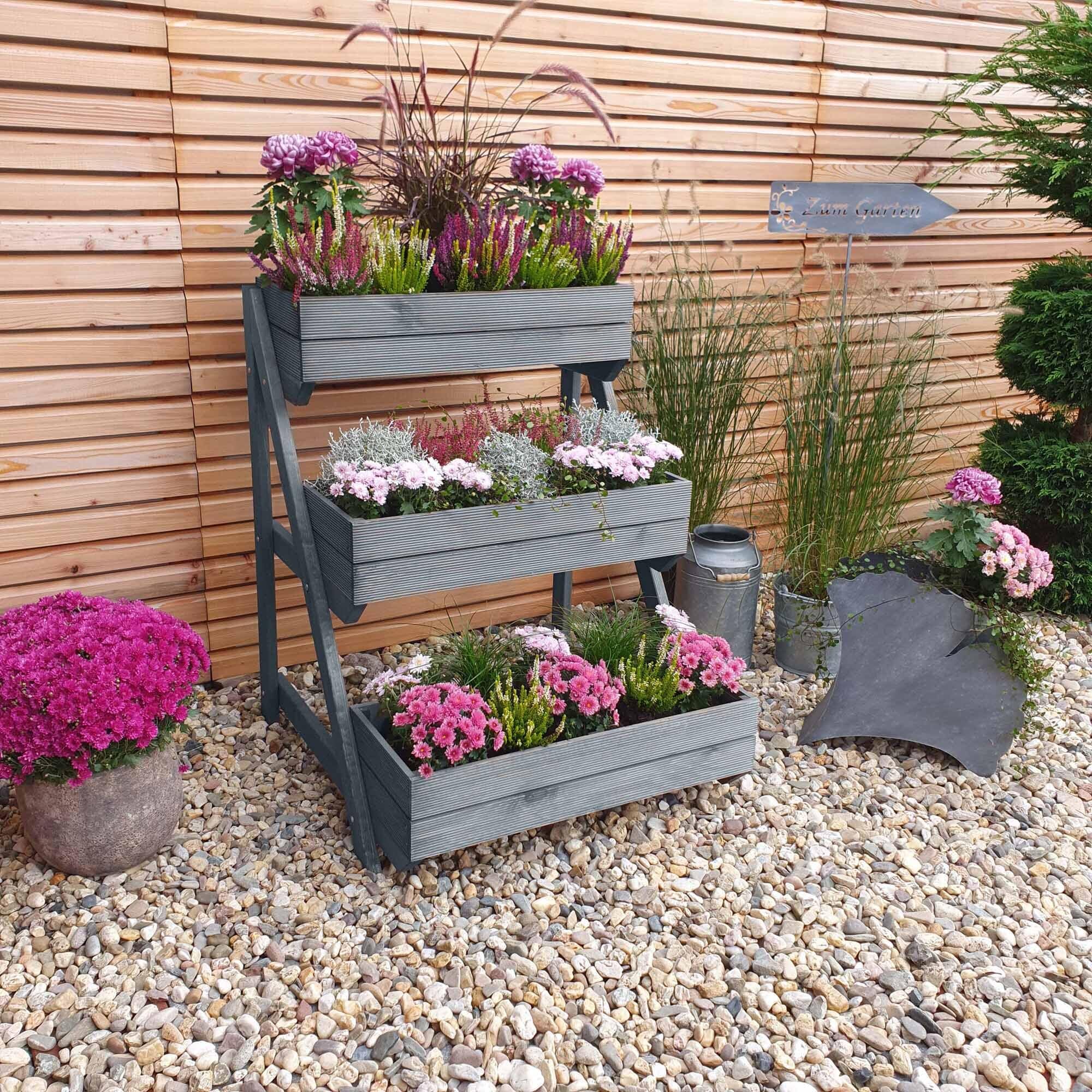 Promadino Pflanztreppe mit K&auml;sten, grau 