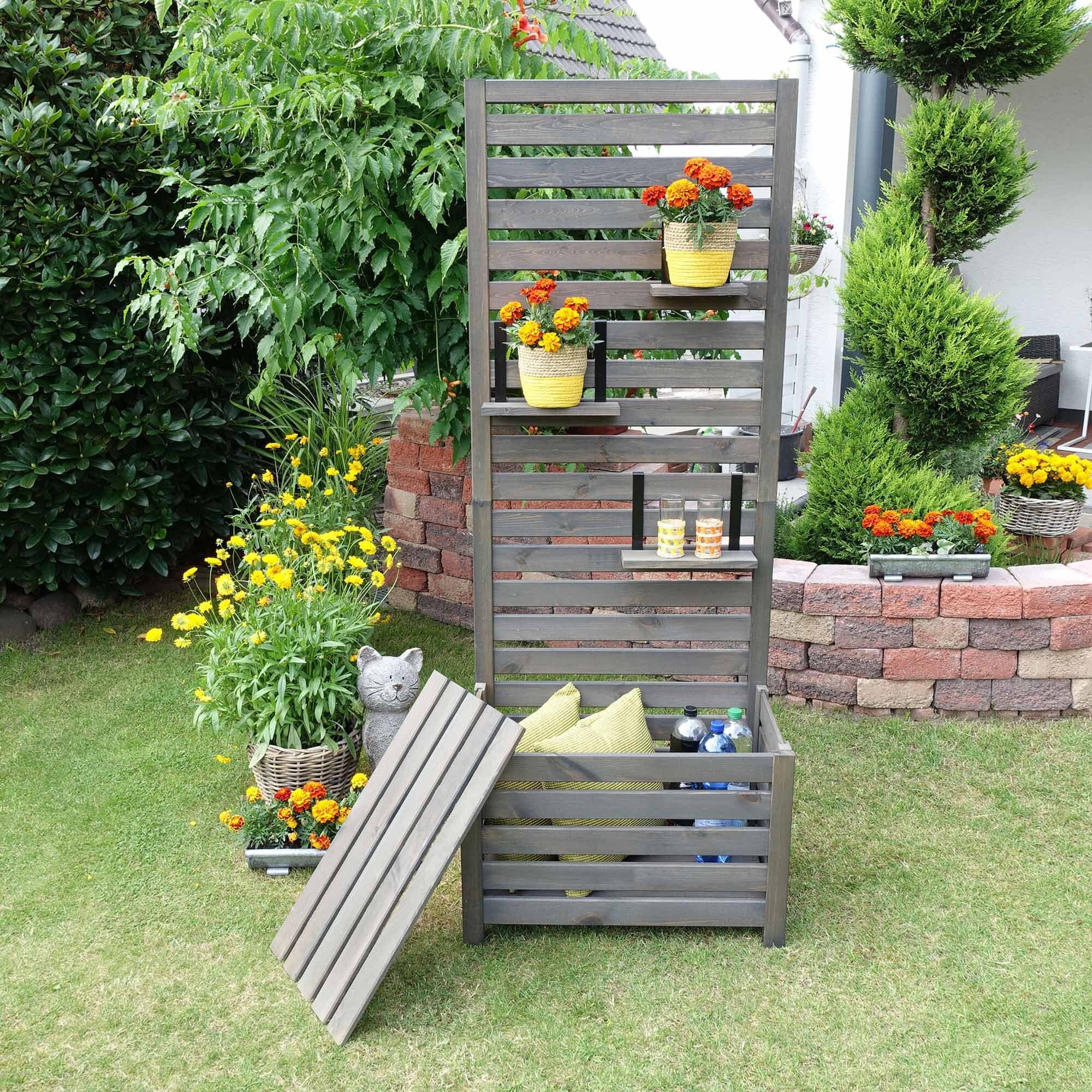 Promadino Spaliersichtschutz mit Staukasten, grau 