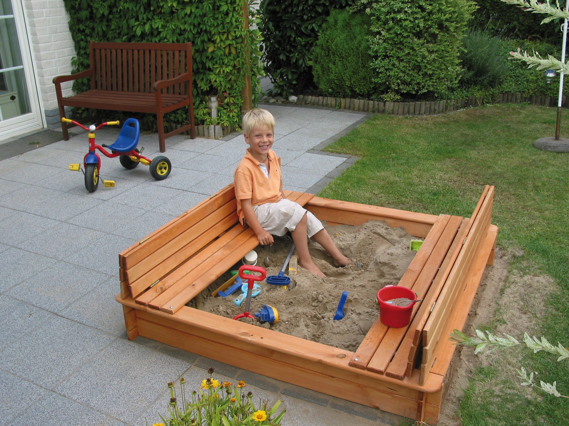 Promadino Sandkasten "Donald" 120 mit klappbarer Abdeckung 