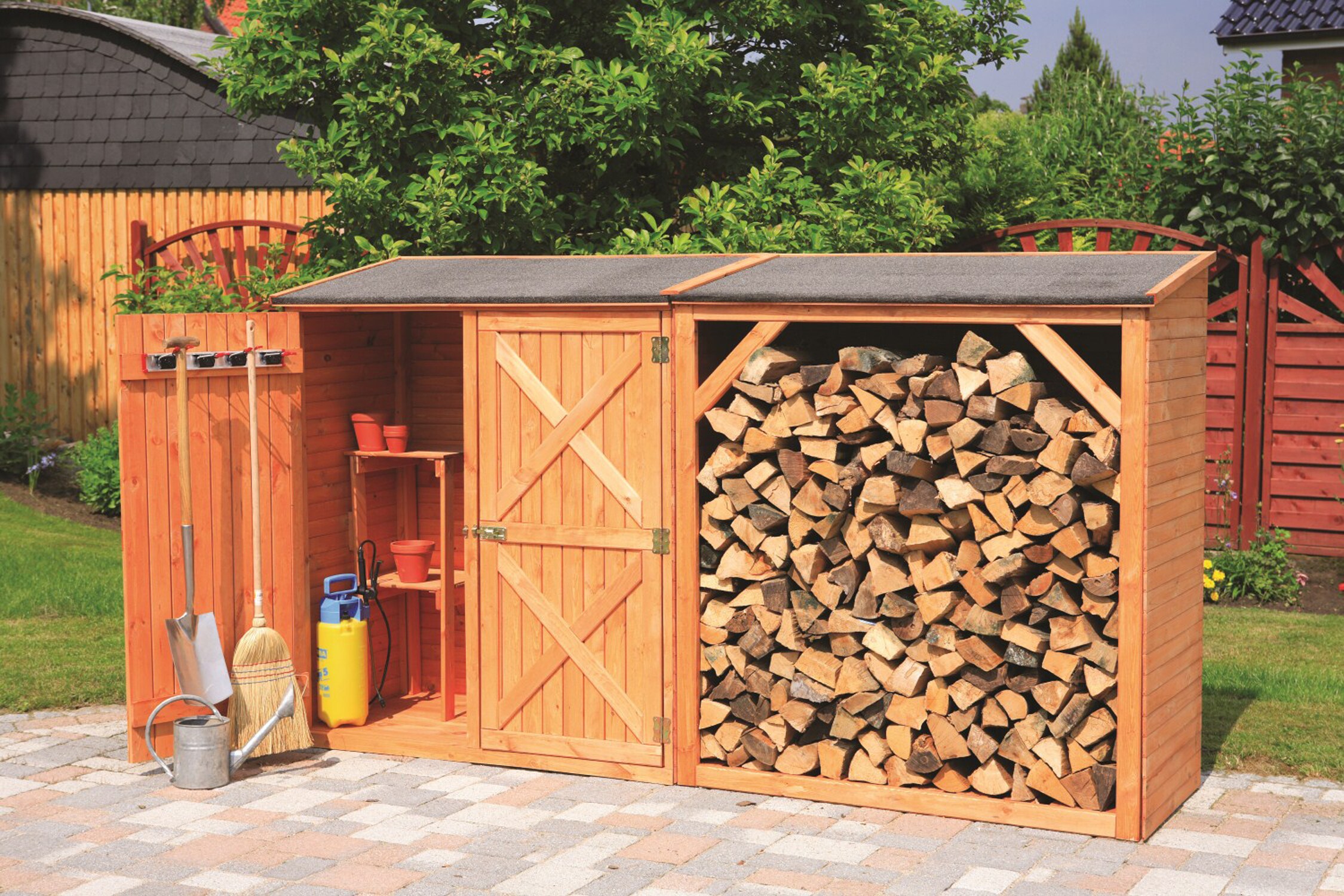 Promadino Kaminholzkombination "Pforzheim" mit Doppelschrank 