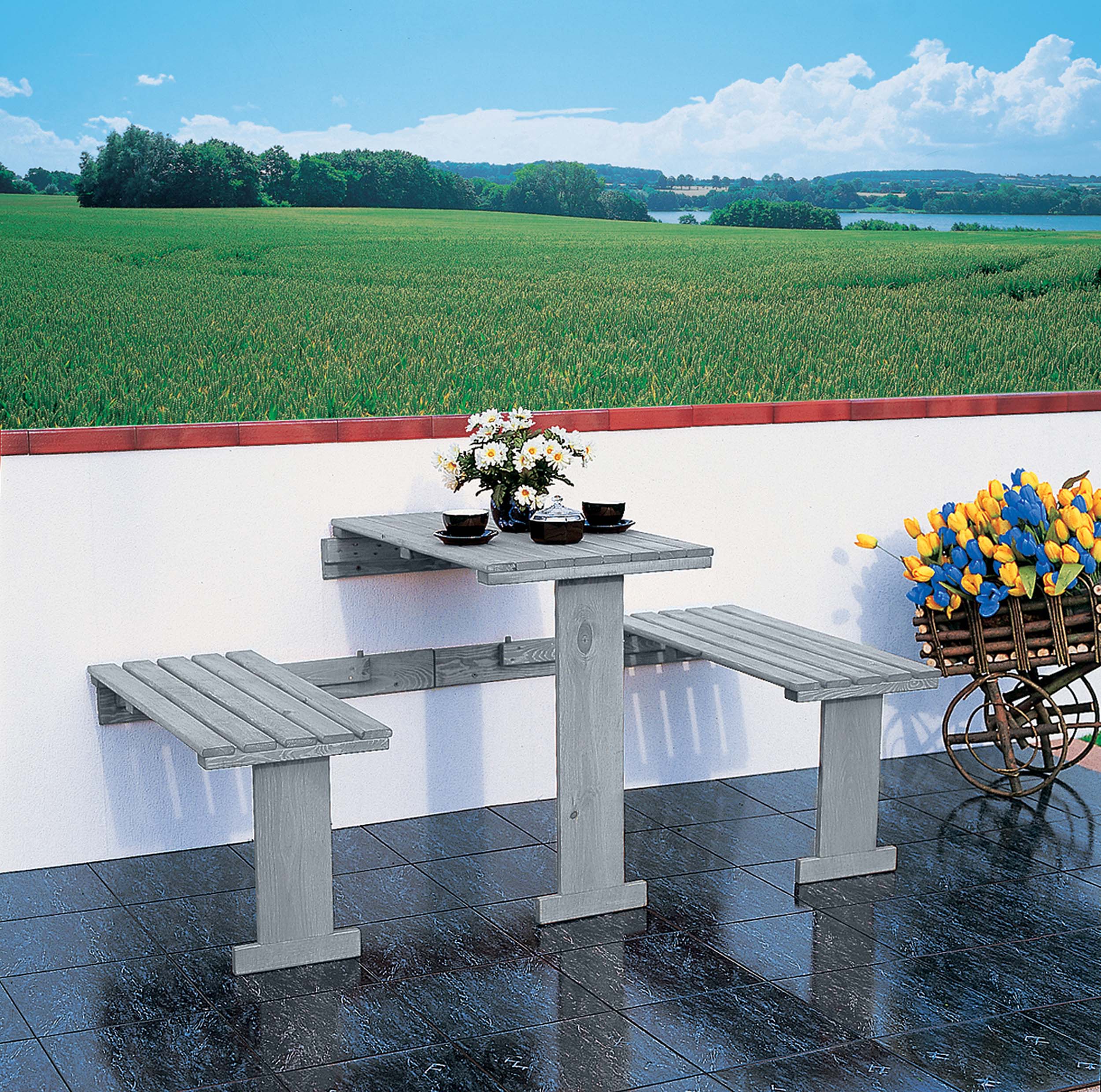 Promadino Balkonklappgarnitur, grau 