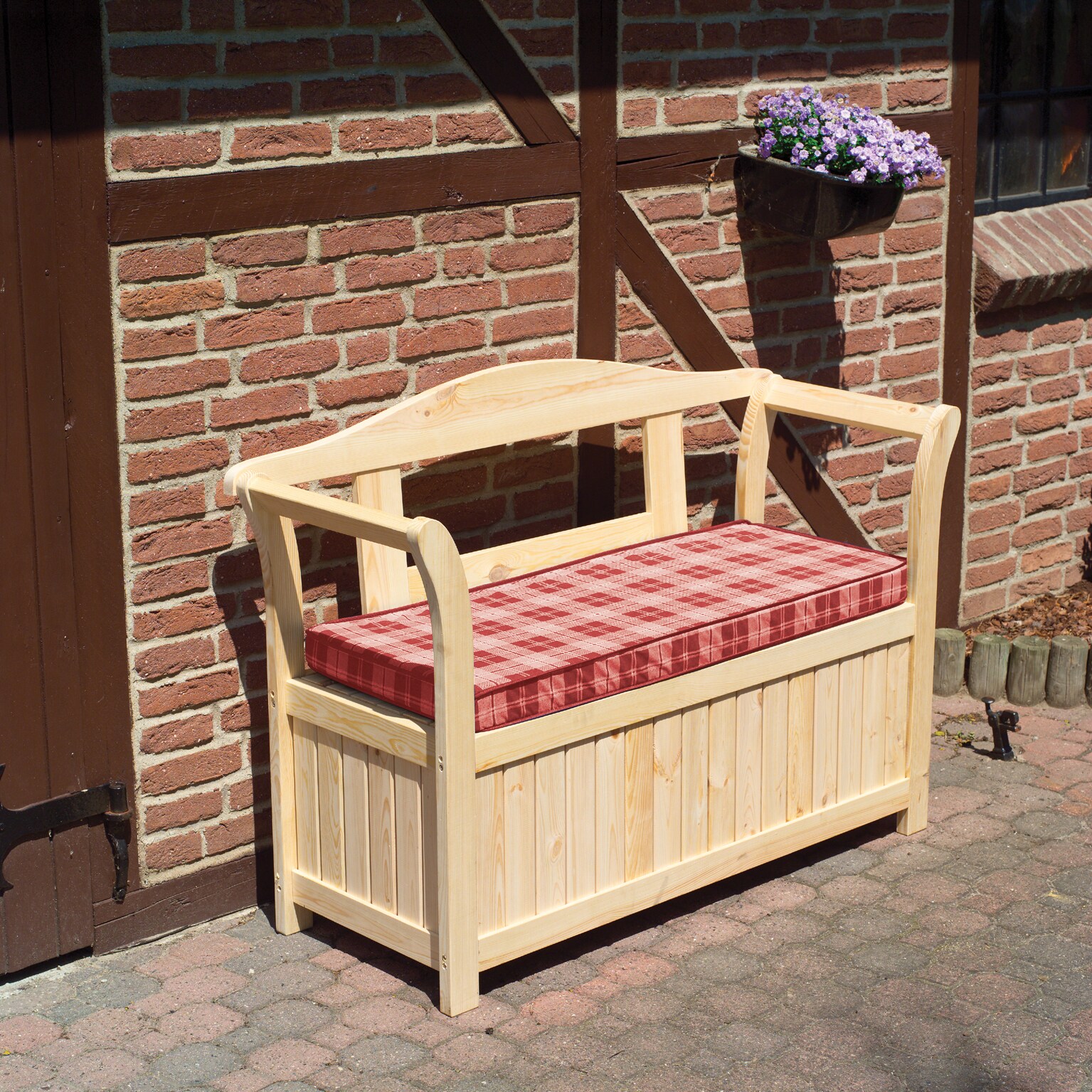 Promadino Friesenbank mit Kissenbox + Sitzauflage 