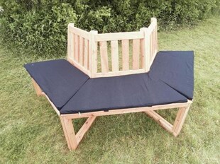 Promadino 1/2 Baumbank 180° mit Sitzauflagen blau 