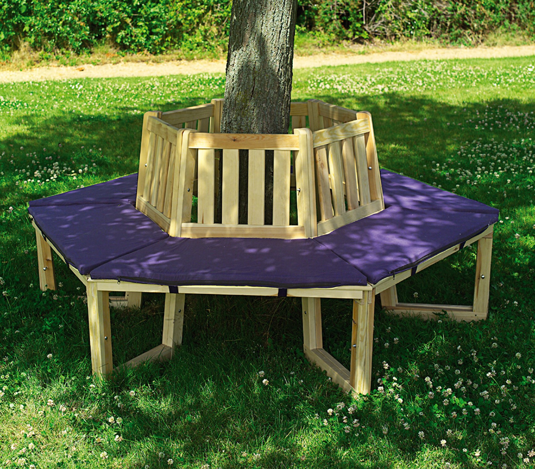 Promadino Baumbank 360&deg; mit Sitzauflagen blau 