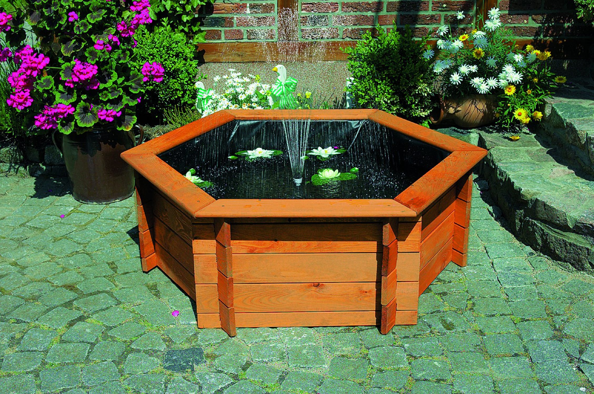 Promadino Sechseck-Hochteich 125 cm Solar 