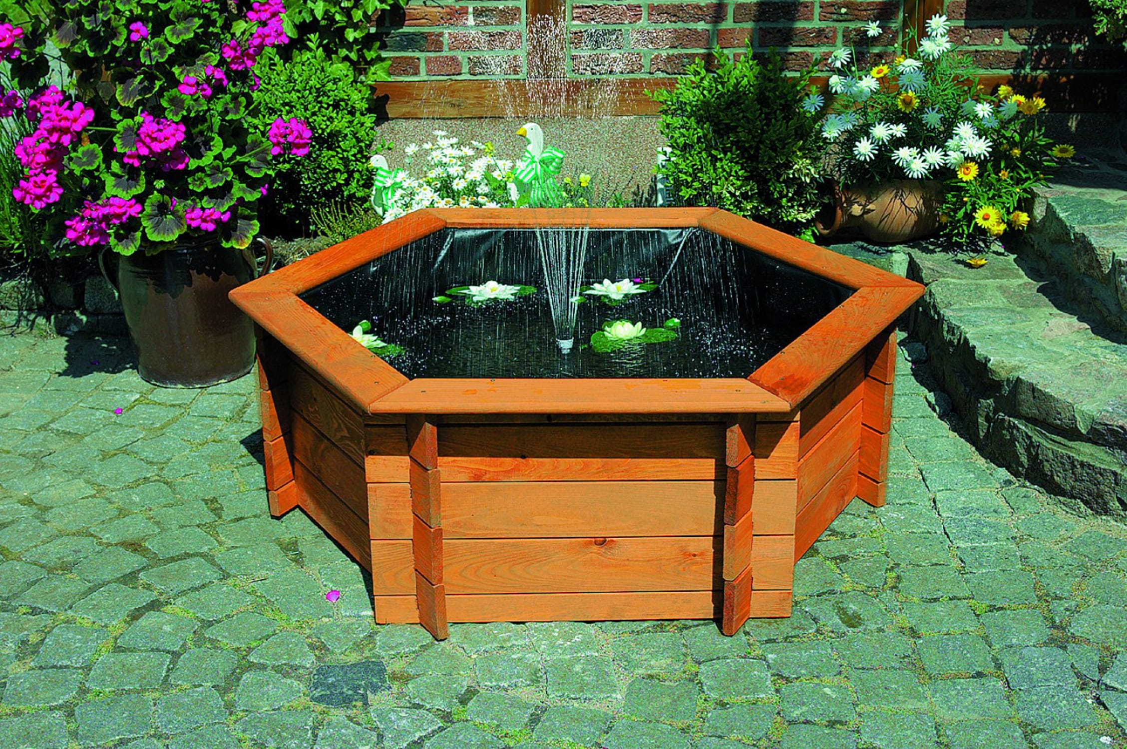 Promadino Sechseck-Hochteich 150cm Solar 