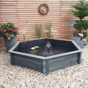 Promadino Sechseck-Hochteich 200cm Solar, grau 