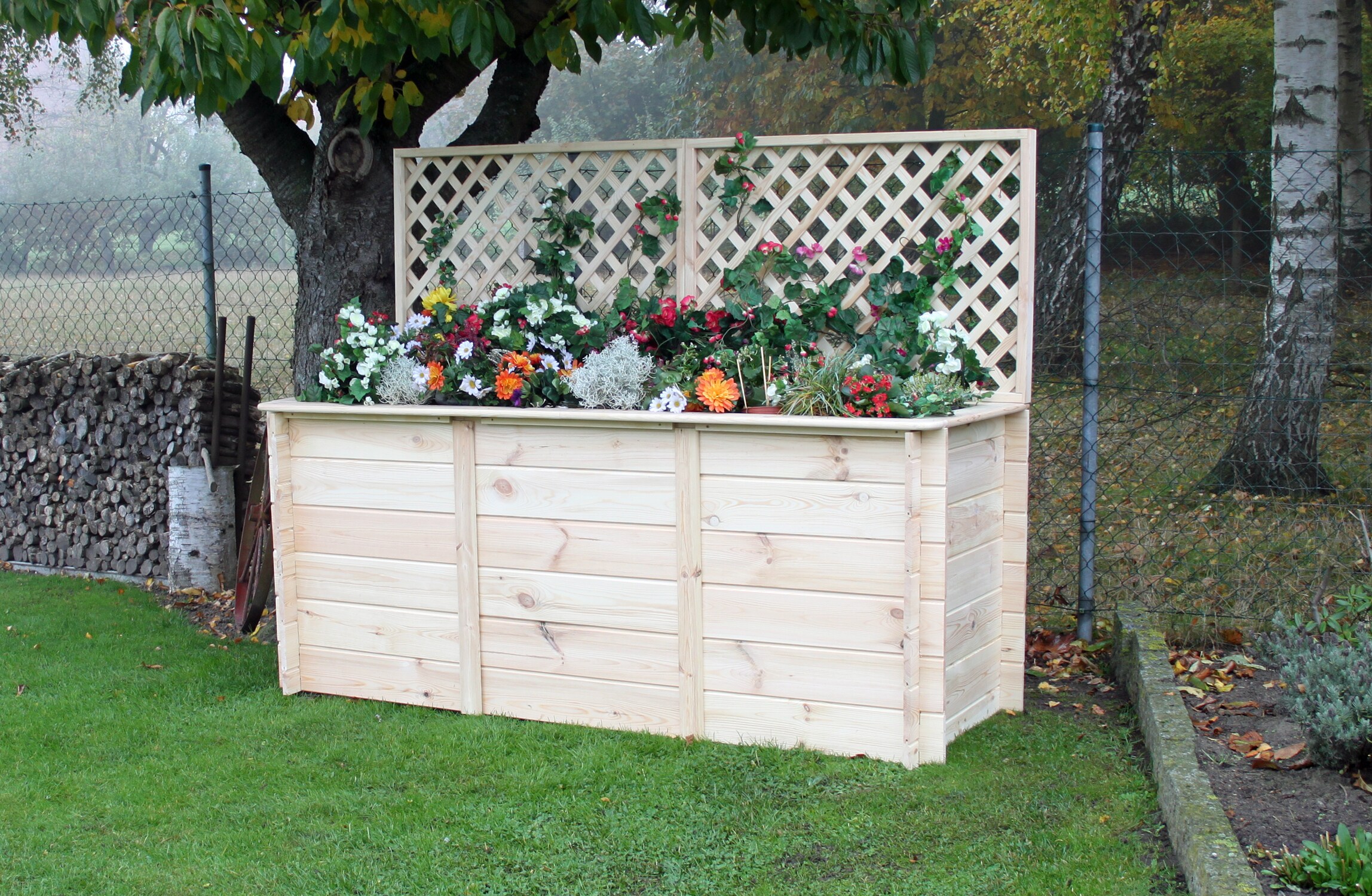 Promadino Hochbeet 2m mit Rankgitteraufsatz 