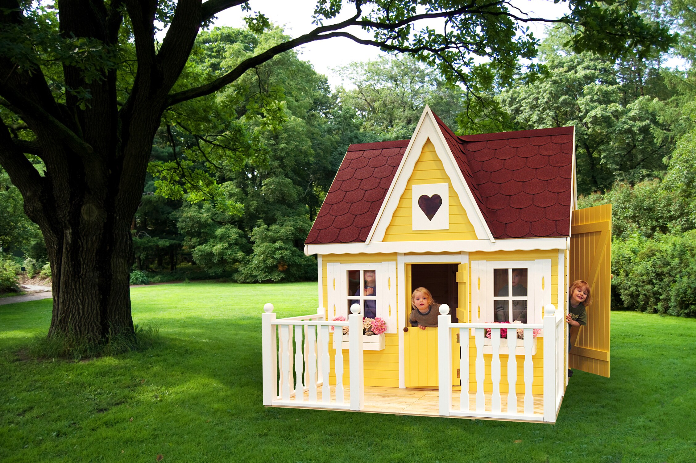 Promadino Set Spielhaus "Schwalbennest" mit Veranda 