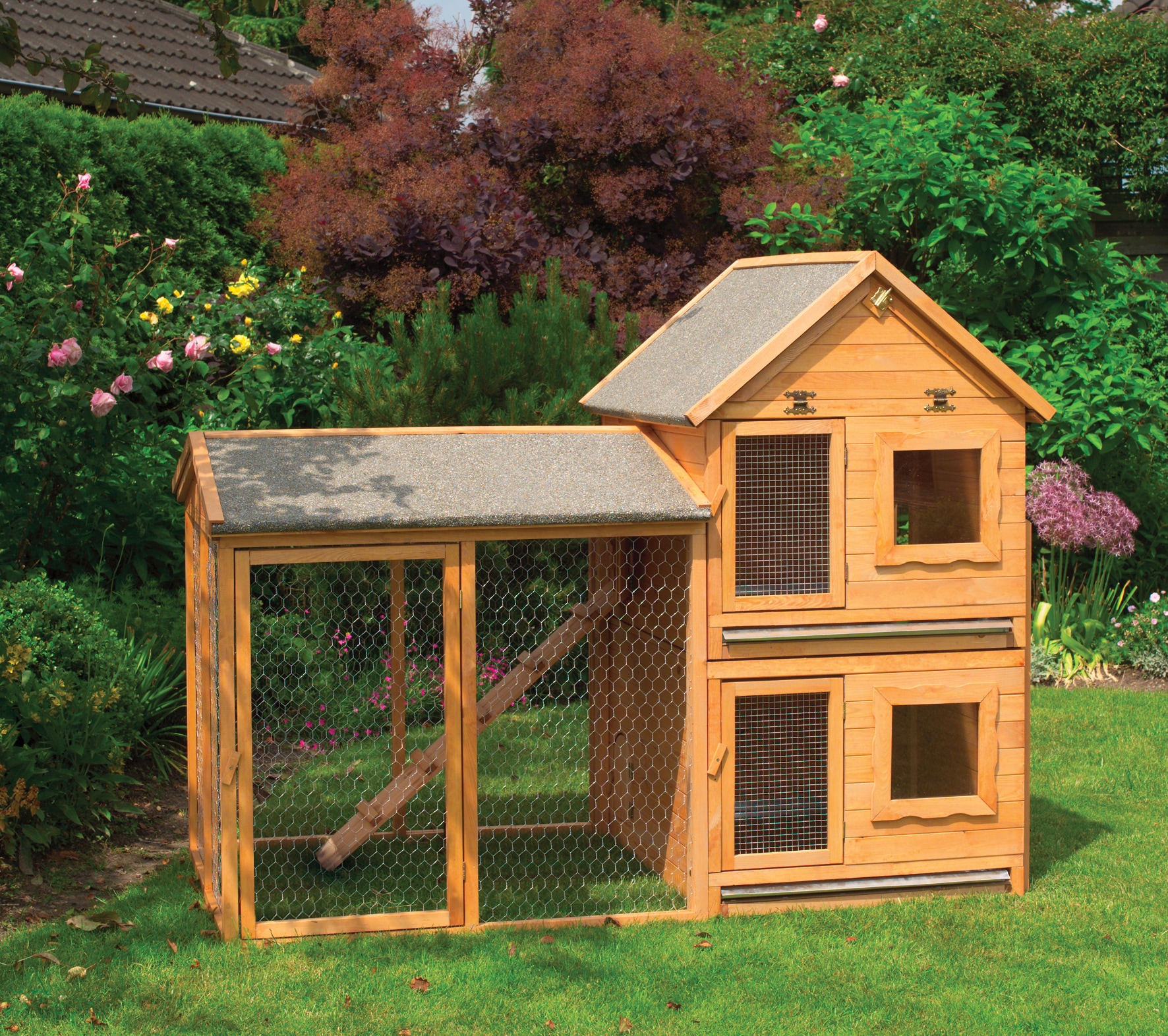 Promadino Kleintiervilla "Maxi" m. Erweiterung+Auslaufgehege 