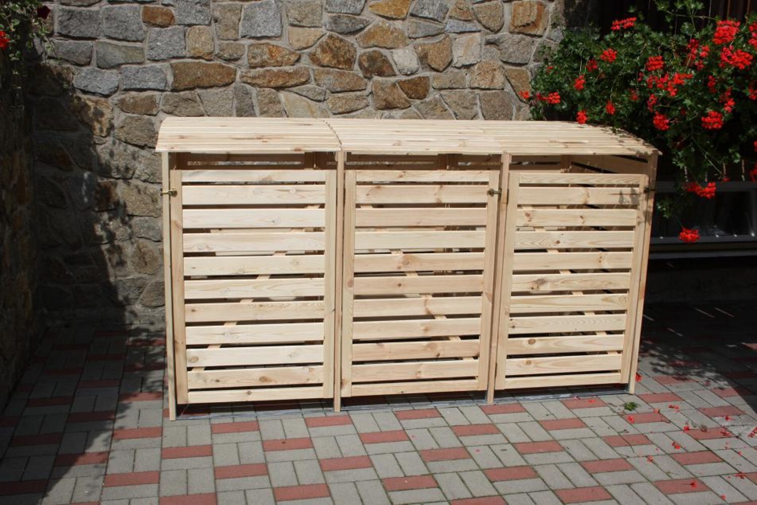 Promadino M&uuml;lltonnenbox "Vario III" f&uuml;r 3 Tonnen, natur 