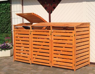 Promadino Mülltonnenbox "Vario III" für 3 Tonnen, honigbraun 