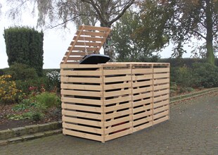 Promadino Mülltonnenbox "Vario V" für 3 Tonnen natur 