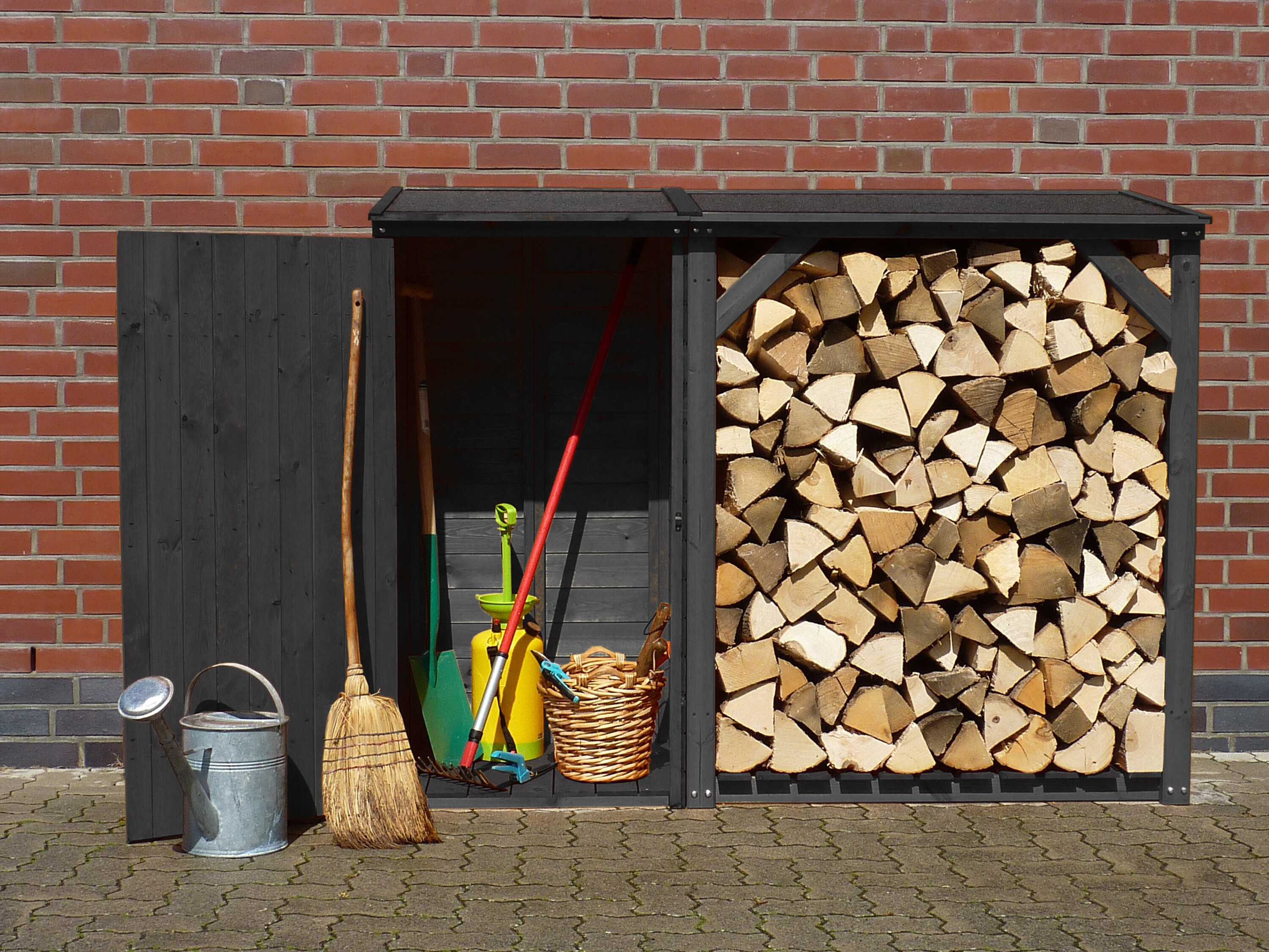 Promadino Kaminholzkombination "Speyer" anthrazit 