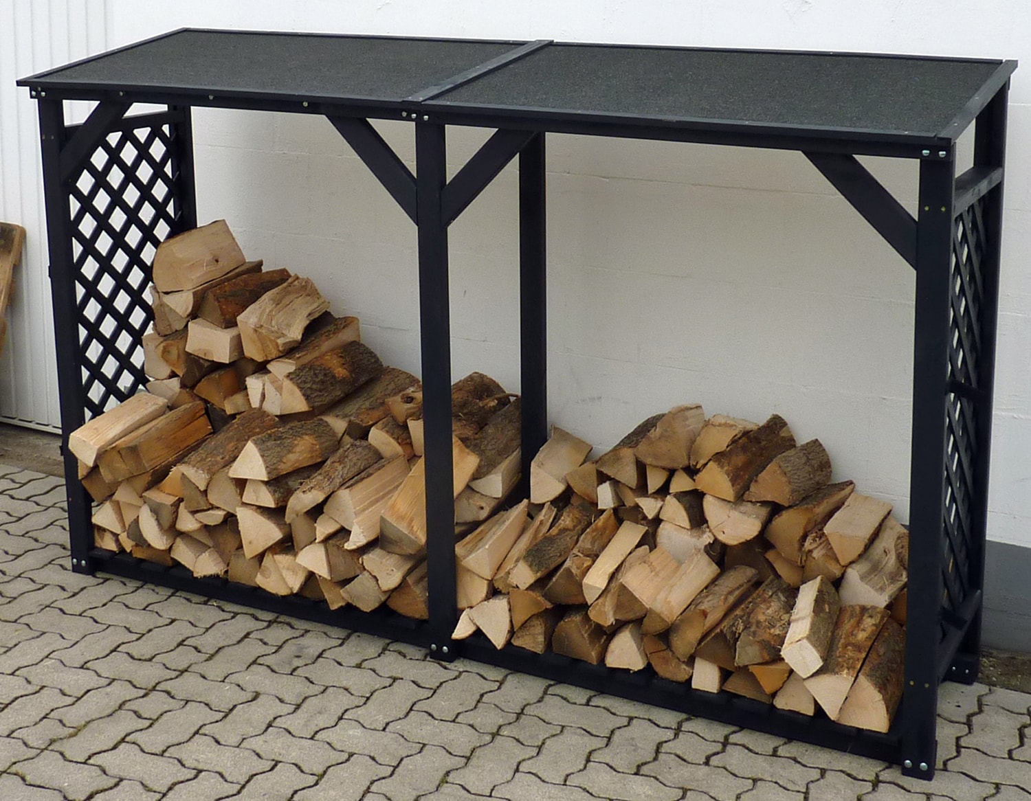 Promadino Kaminholzregal "Speyer" anthrazit mit Erweiterung 