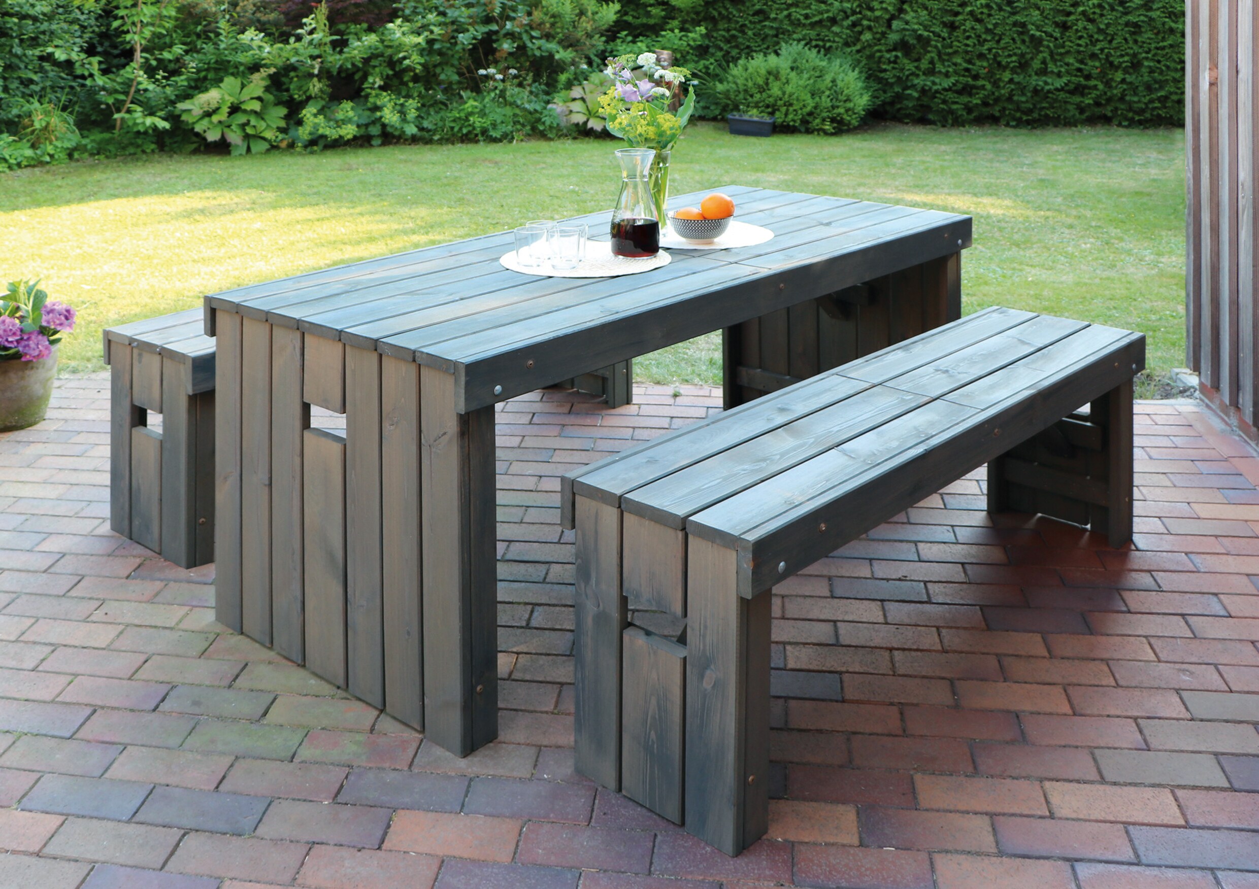 Promadino Holz-Garnitur Rotterdam grau 