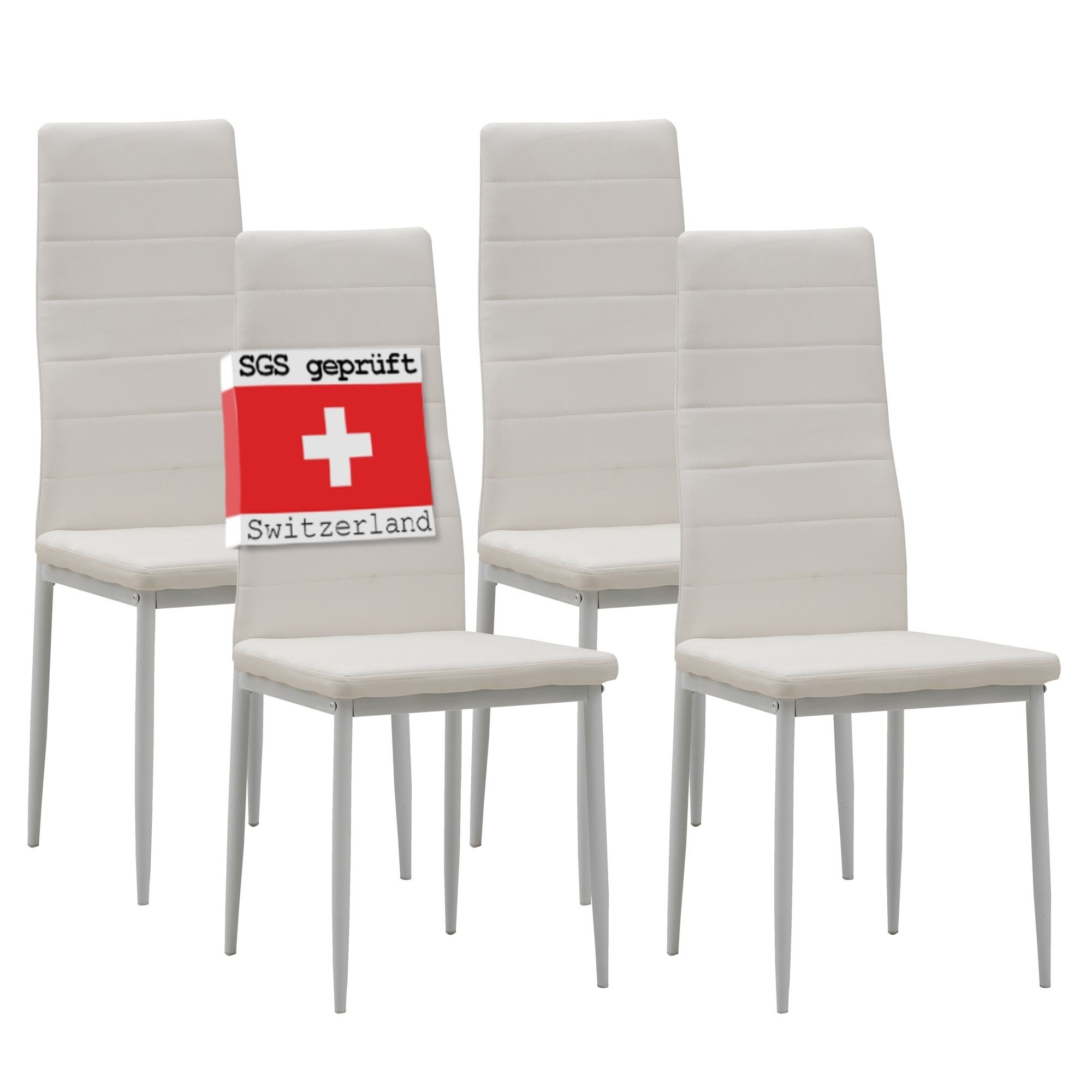 Albatros Esszimmerst&uuml;hle MILANO 4er Set, Weiss - Polsterstuhl mit Kunstleder-Bezug, Modernes Stilvolles Design am Esstisch-K&uuml;chenstuhl oder Stuhl Esszimmer mit hoher Belastbarkeit bis 110kg 