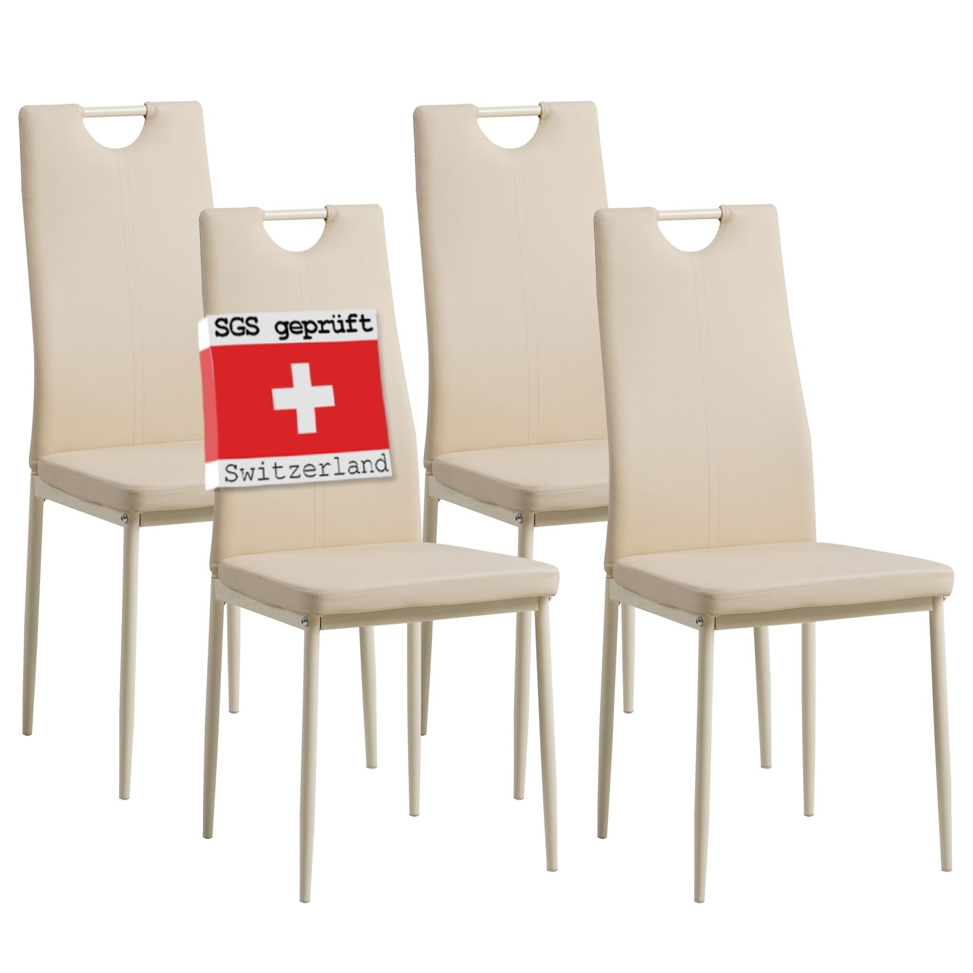 Albatros Esszimmerst&uuml;hle SALERNO 4er Set, Beige - Edles Italienisches Design, Polsterstuhl Kunstleder-Bezug, Modern und Stilvoll am Esstisch - K&uuml;chenstuhl, Stuhl Esszimmer hohe Belastbarkeit 