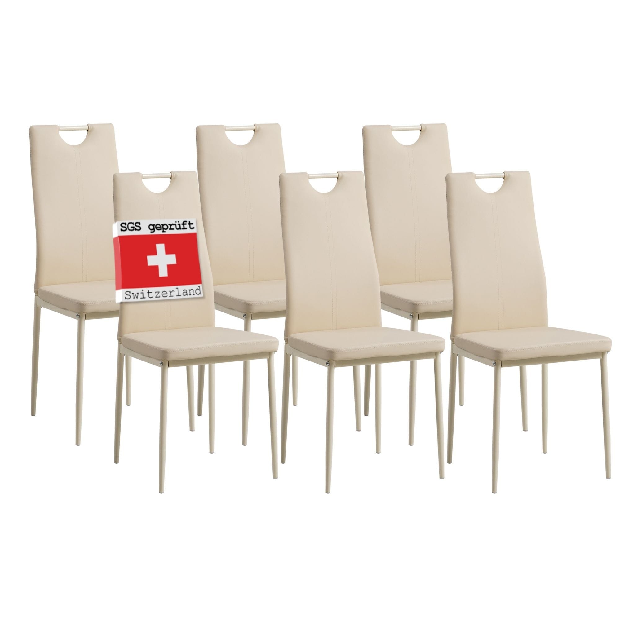 Albatros Esszimmerst&uuml;hle SALERNO 6er Set, Beige - Edles Italienisches Design, Polsterstuhl mit Kunstleder-Bezug, Modern Stilvoll am Esstisch - K&uuml;chenstuhl Stuhl Esszimmer hohe Belastbarkeit 