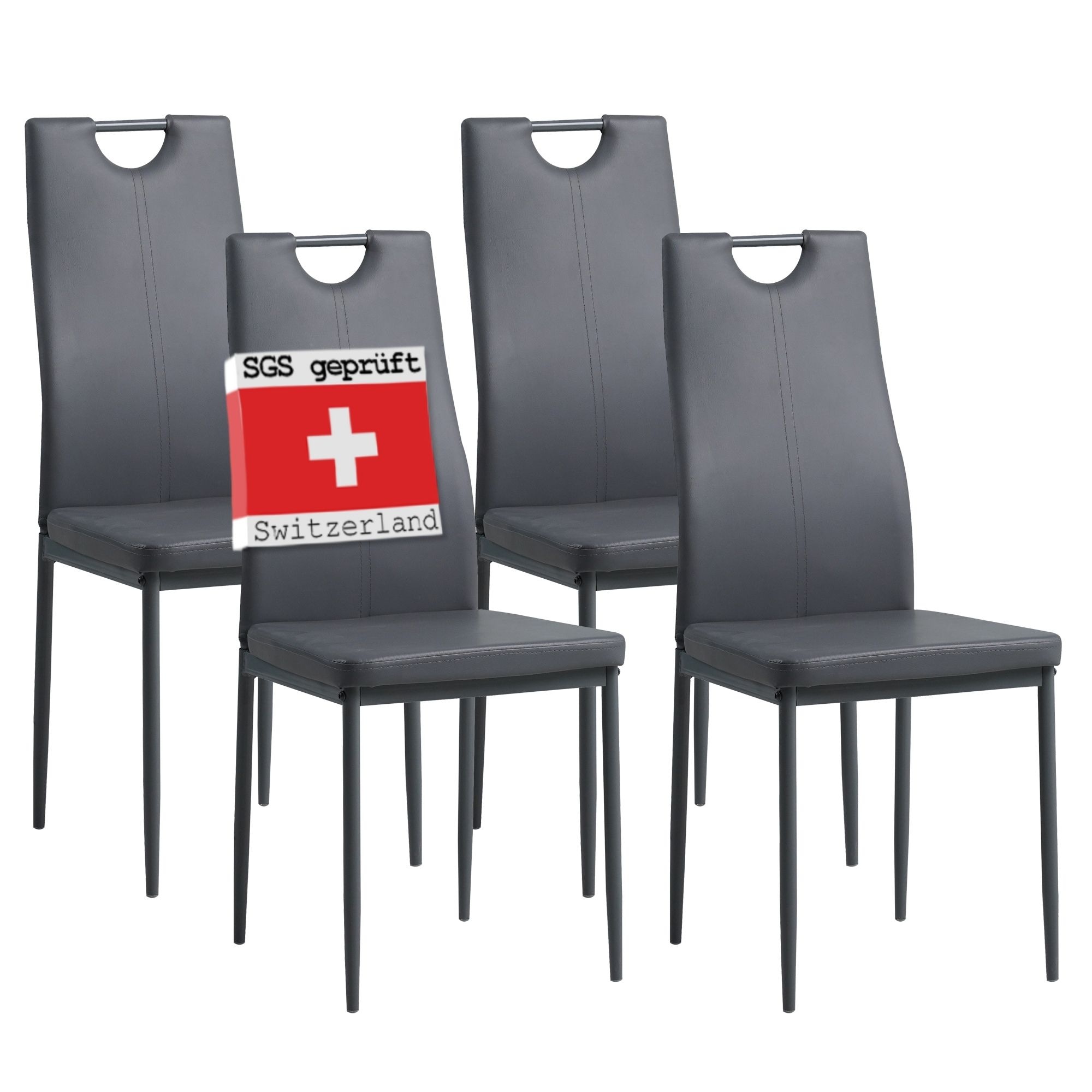 Albatros Esszimmerst&uuml;hle SALERNO 4er Set, Grau - Edles Italienisches Design, Polsterstuhl Kunstleder-Bezug, Modern und Stilvoll am Esstisch - K&uuml;chenstuhl, Stuhl Esszimmer hohe Belastbarkeit 