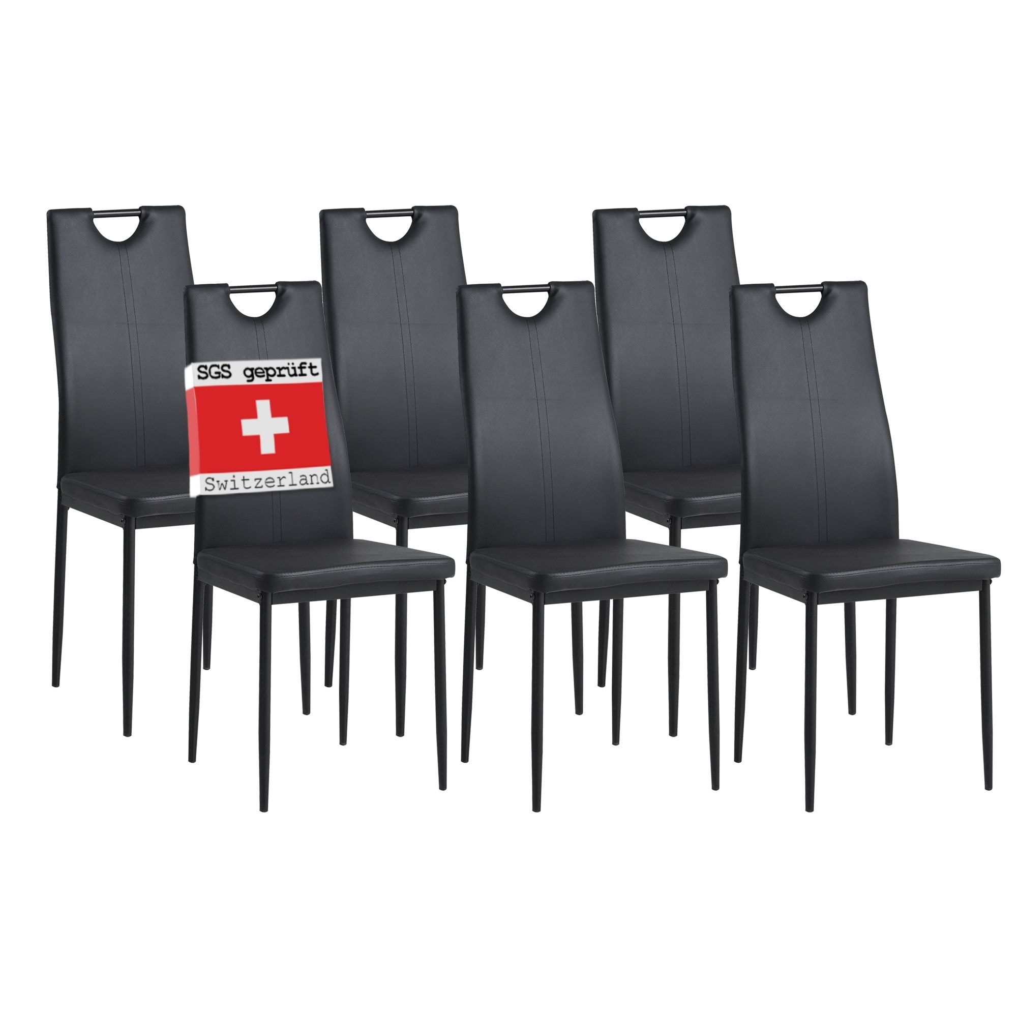 Albatros Esszimmerst&uuml;hle SALERNO 6er Set, Schwarz- Edles Italienisches Design, Polsterstuhl mit Kunstleder-Bezug, Modern, Stilvoll am Esstisch-K&uuml;chenstuhl. Stuhl Esszimmer hohe Belastbarkeit 