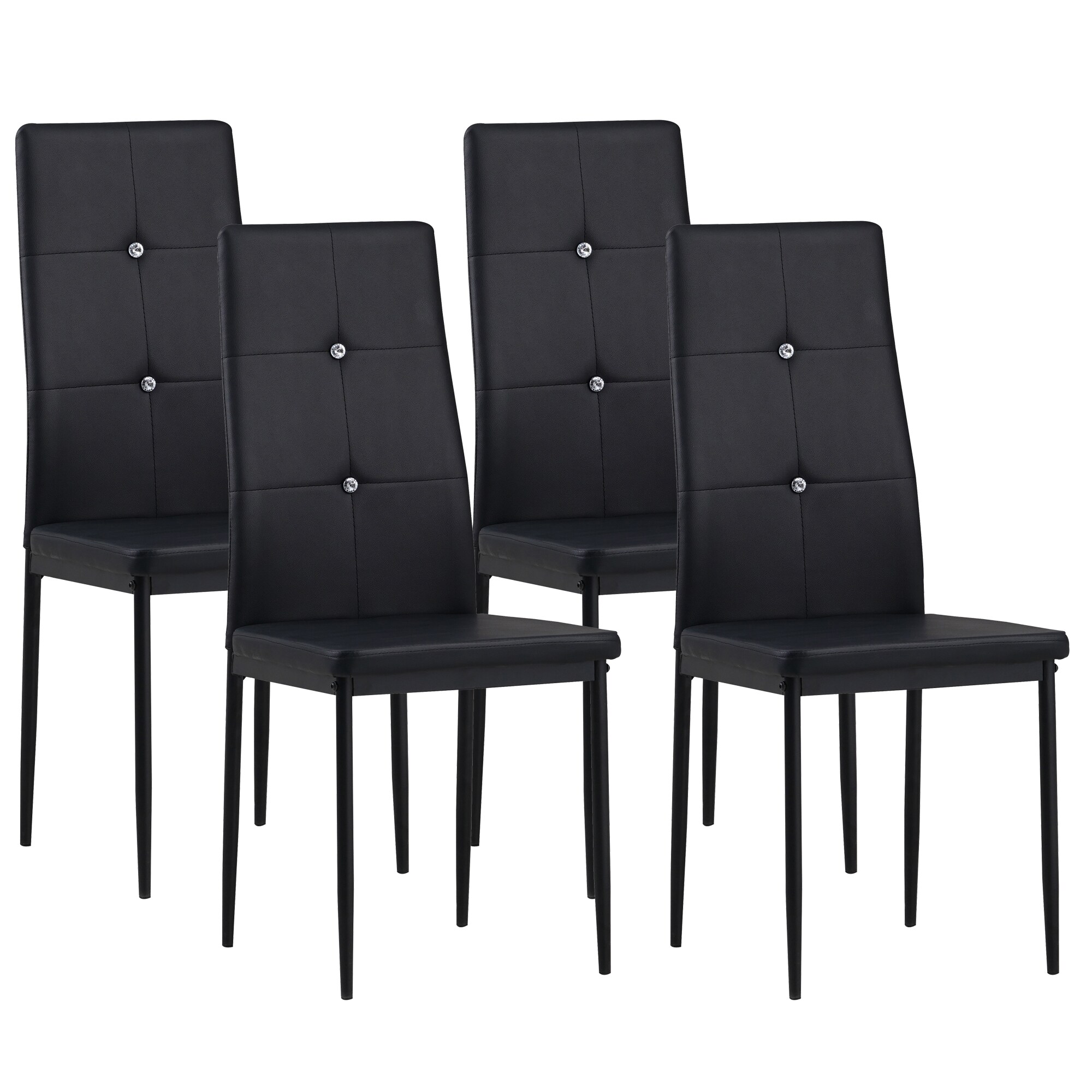 Albatros Esszimmerst&uuml;hle DIAMOND 4er Set, Schwarz - Edler Diamant-Look, Polsterstuhl Kunstleder-Bezug Modernes Stilvolles Design am Esstisch K&uuml;chenstuhl Stuhl Esszimmer hoher Belastbarkeit 