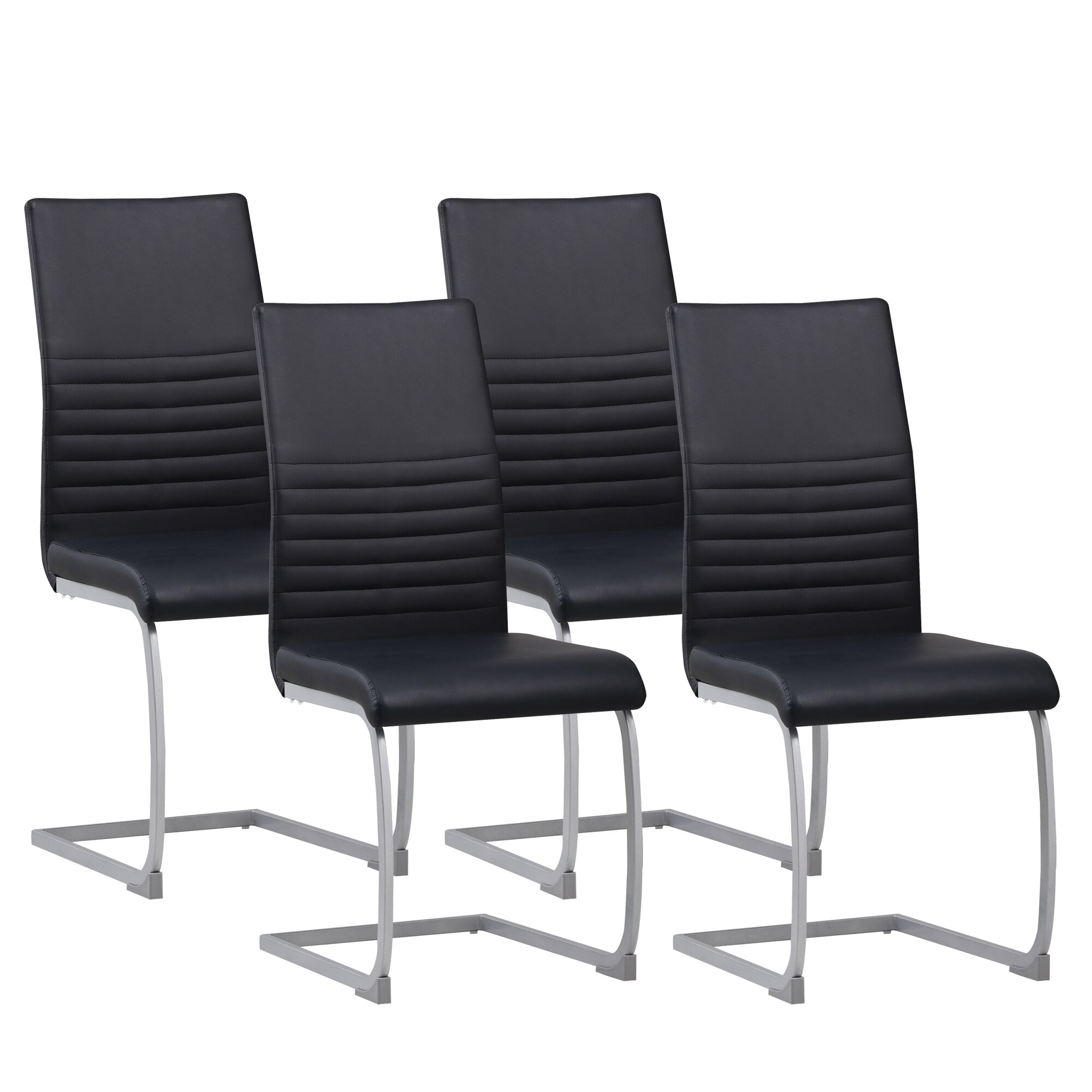 Albatros Freischwinger St&uuml;hle 4er Set MURANO, Schwarz - Esszimmerstuhl Schwingstuhl, modernes Design, Kunstleder-Bezug, dicke Polsterung-K&uuml;chenstuhl, Polsterstuhl, Stuhl Esszimmer Esstisch 