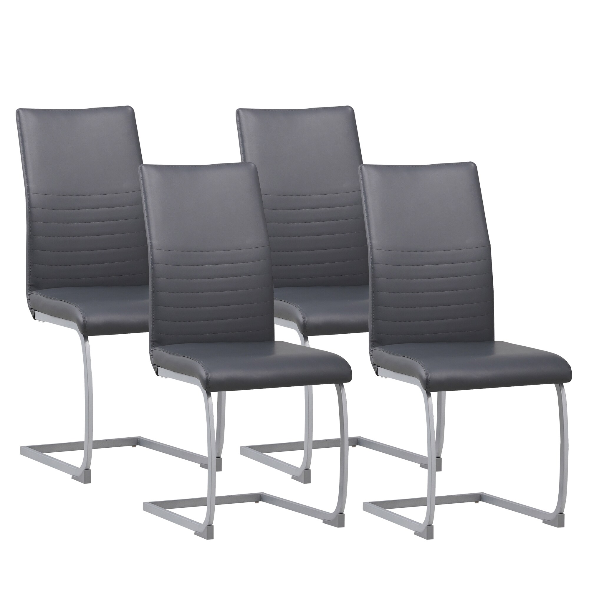 Albatros Freischwinger St&uuml;hle 4er Set MURANO, Grau - Esszimmerstuhl Schwingstuhl, modernem Design, Kunstleder-Bezug, dicke Polsterung - K&uuml;chenstuhl, Polsterstuhl, Stuhl Esszimmer Esstisch 