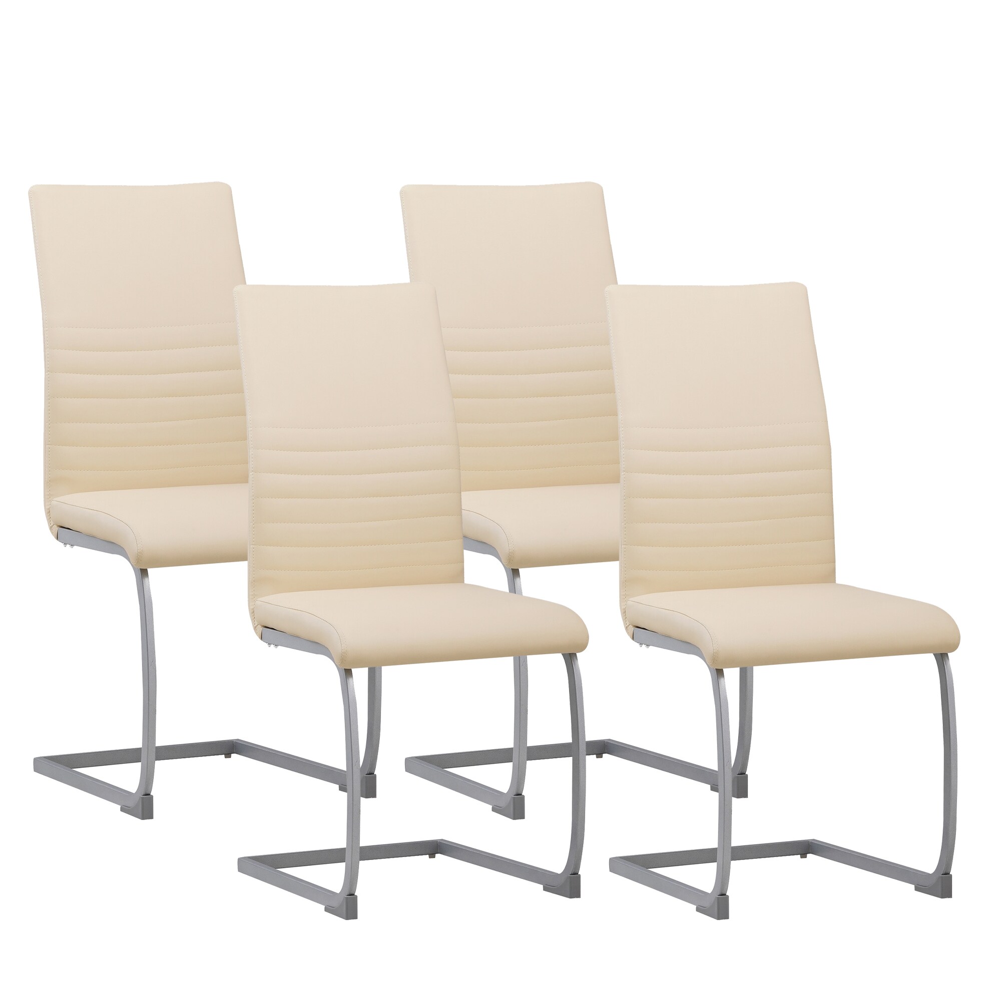 Albatros Freischwinger St&uuml;hle 4er Set MURANO, Beige - Esszimmerstuhl Schwingstuhl mit modernem Design, Kunstleder-Bezug, dicke Polsterung, K&uuml;chenstuhl, Polsterstuhl, Stuhl Esszimmer Esstisch 