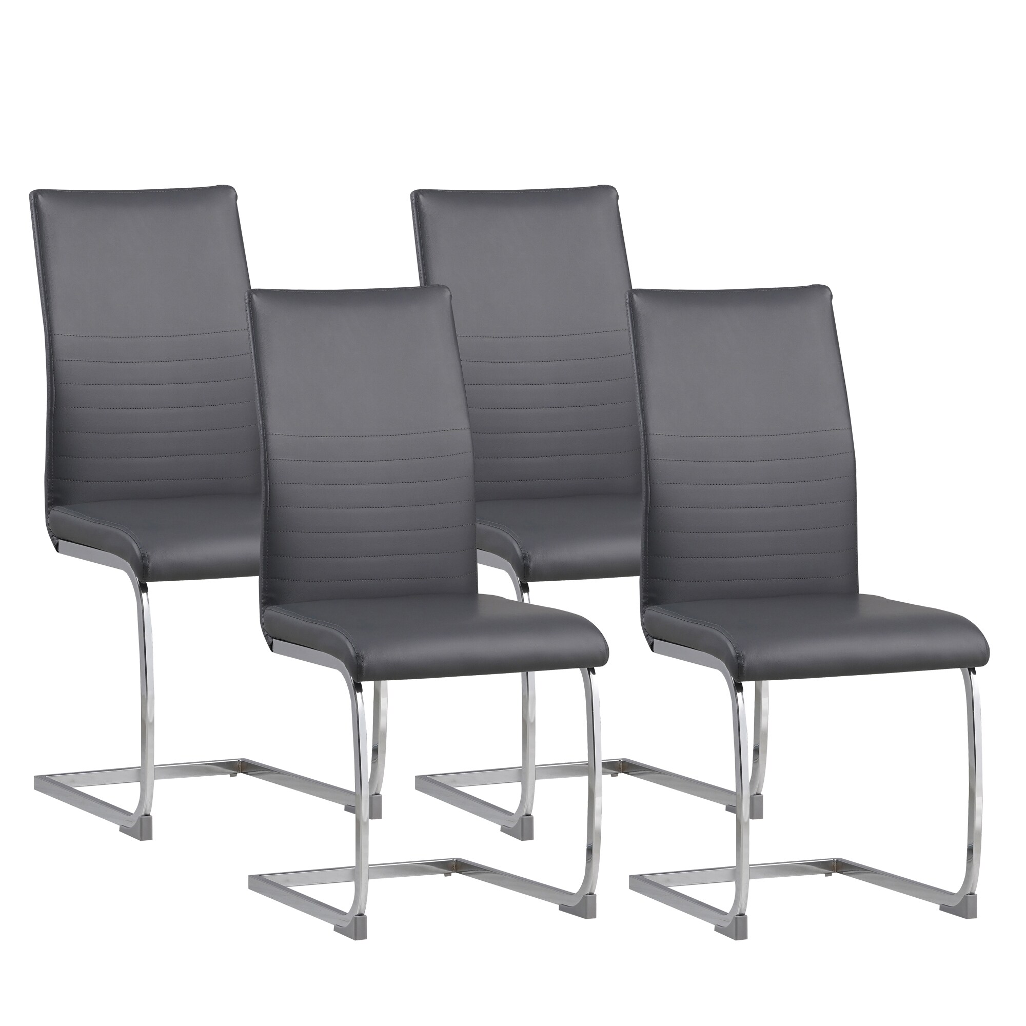 Albatros Freischwinger St&uuml;hle 4er Set BURANO, Grau - Esszimmerstuhl Schwingstuhl mit modernem Design, Kunstleder-Bezug, dicke Polsterung - K&uuml;chenstuhl, Polsterstuhl, Stuhl Esszimmer Esstisch 