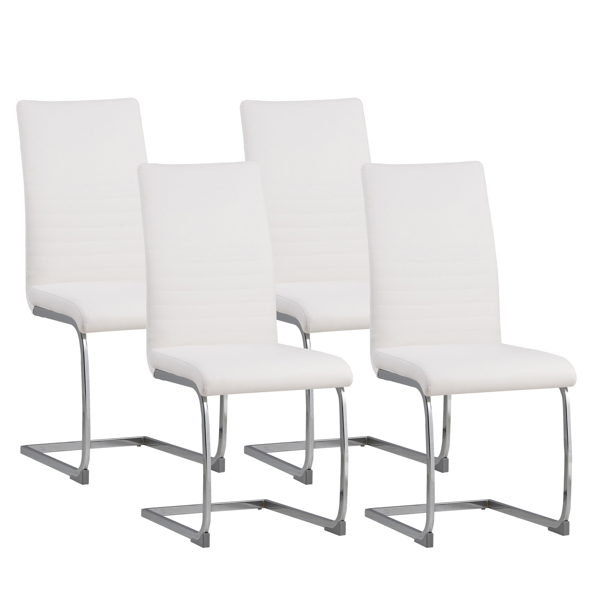Albatros Freischwinger St&uuml;hle 4er Set BURANO, Weiss-Esszimmerstuhl Schwingstuhl, modernes Design, Kunstleder-Bezug, dicke Polsterung-K&uuml;chenstuhl, Polsterstuhl, Stuhl Esszimmer Esstisch Stuhl 