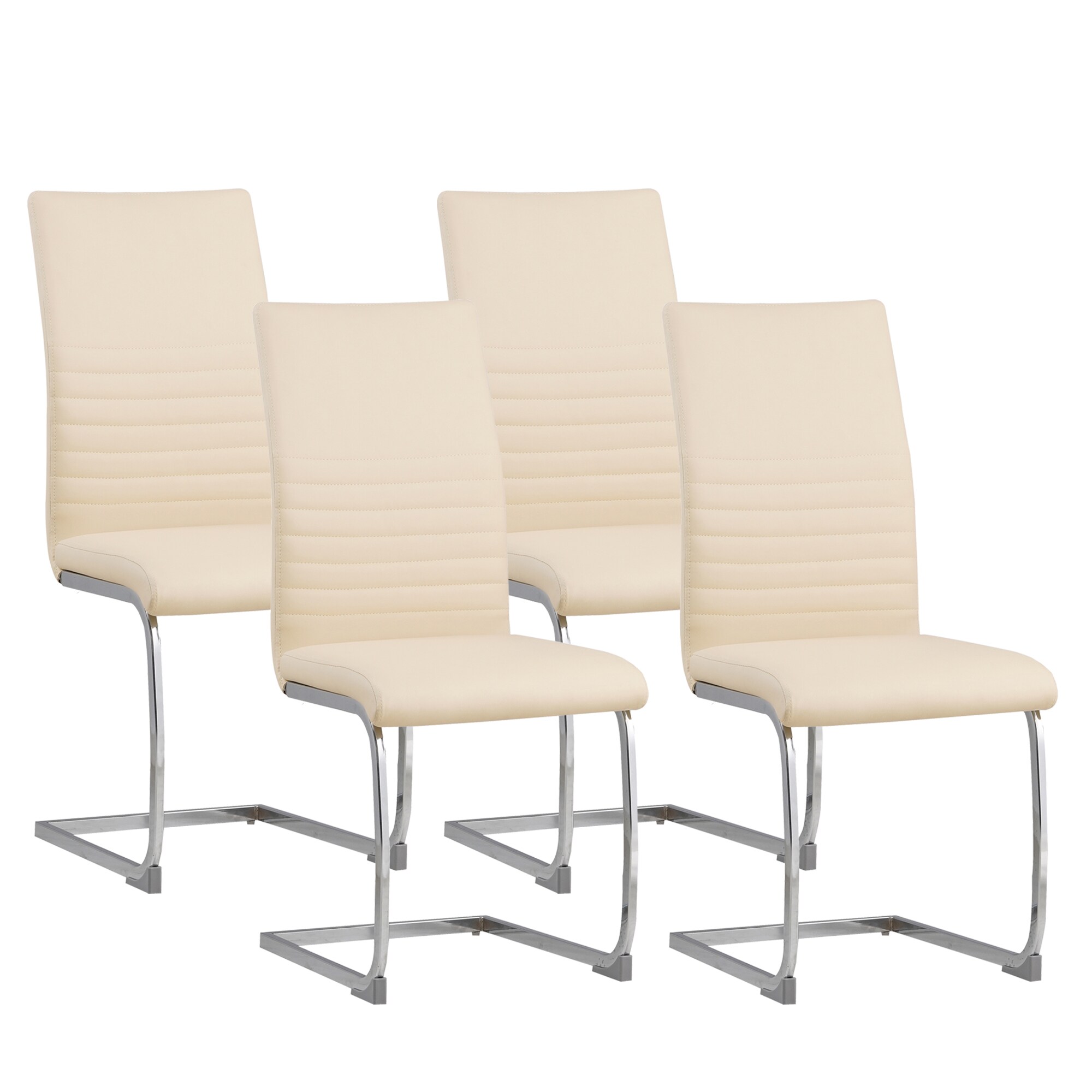 Albatros Freischwinger St&uuml;hle 4er Set BURANO, Beige - Esszimmerstuhl Schwingstuhl mit modernem Design, Kunstleder-Bezug, dicke Polsterung-K&uuml;chenstuhl, Polsterstuhl, Stuhl Esszimmer Esstisch 