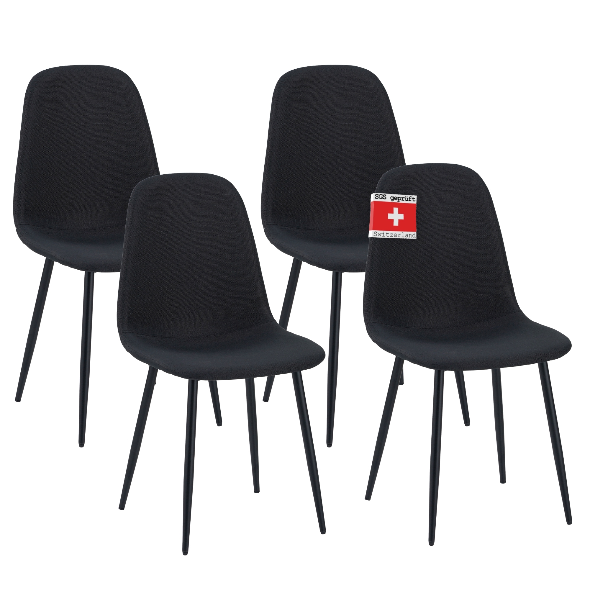 Albatros Esszimmerstuhl BARI mit Stoff Bezug, 4er Set Schwarz, stilvolles Vintage Design, belastbar mit 110Kg, Polsterstuhl - Moderner K&uuml;chenstuhl, Stuhl Esszimmer oder Esstisch Stuhl 