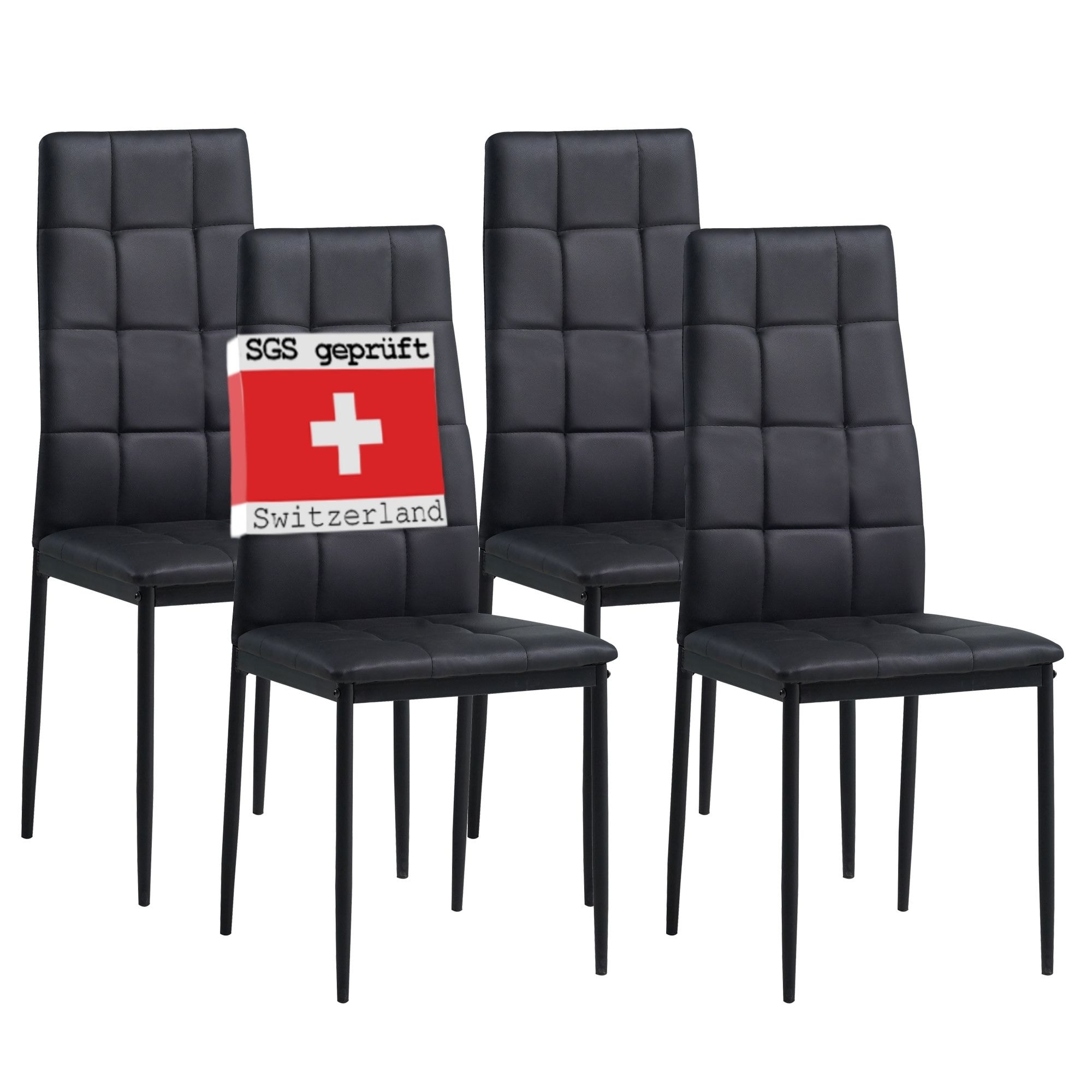 Albatros Esszimmerst&uuml;hle RIMINI 4er Set, Schwarz - Edles Italienisches Design, Polsterstuhl mit Kunstleder-Bezug, Modern Stilvoll am Esstisch - K&uuml;chenstuhl Stuhl Esszimmer hohe Belastbarkeit 