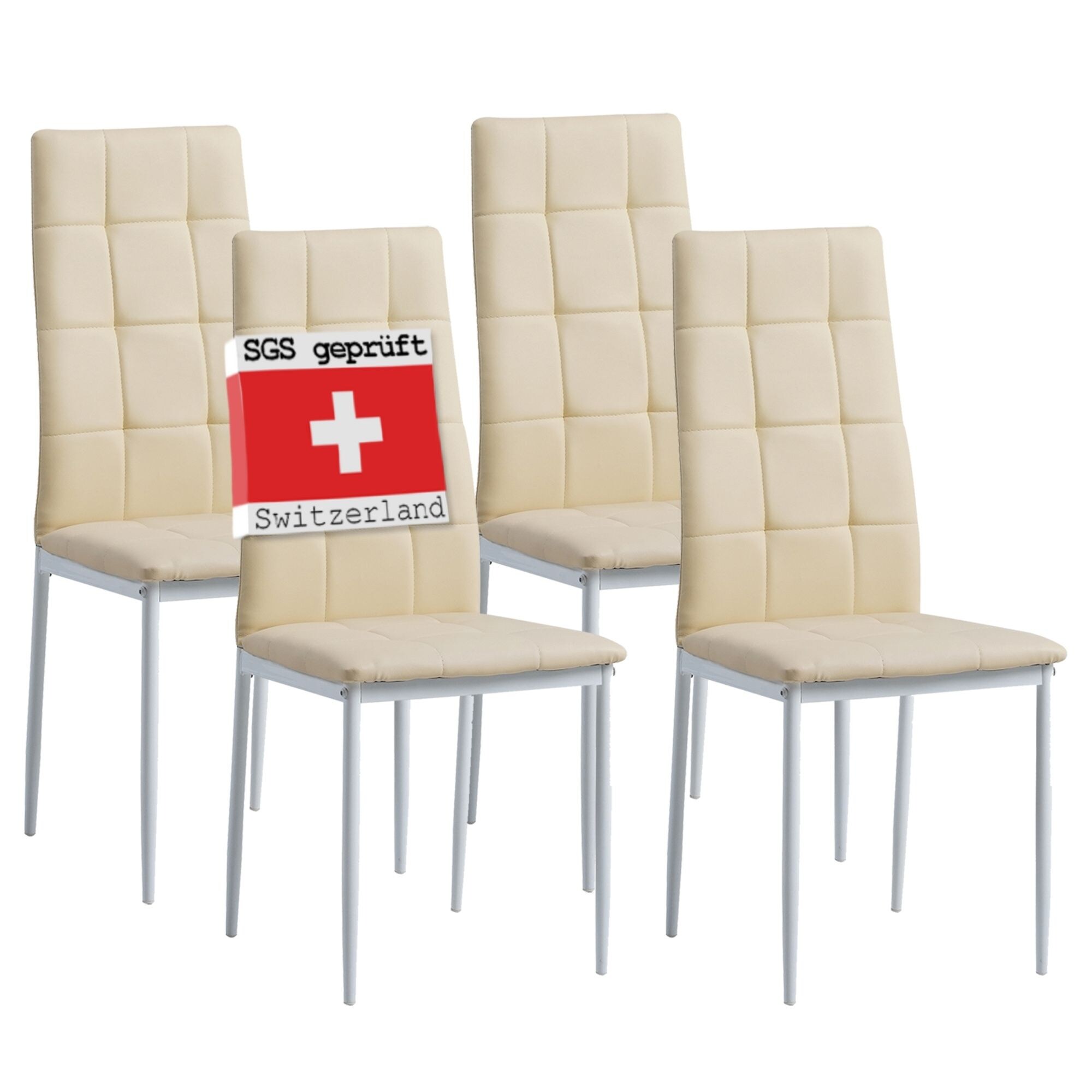 Albatros Esszimmerst&uuml;hle RIMINI 4er Set, Beige - Edles Italienisches Design, Polsterstuhl Kunstleder-Bezug, Modern und Stilvoll am Esstisch - K&uuml;chenstuhl Stuhl Esszimmer hohe Belastbarkeit 