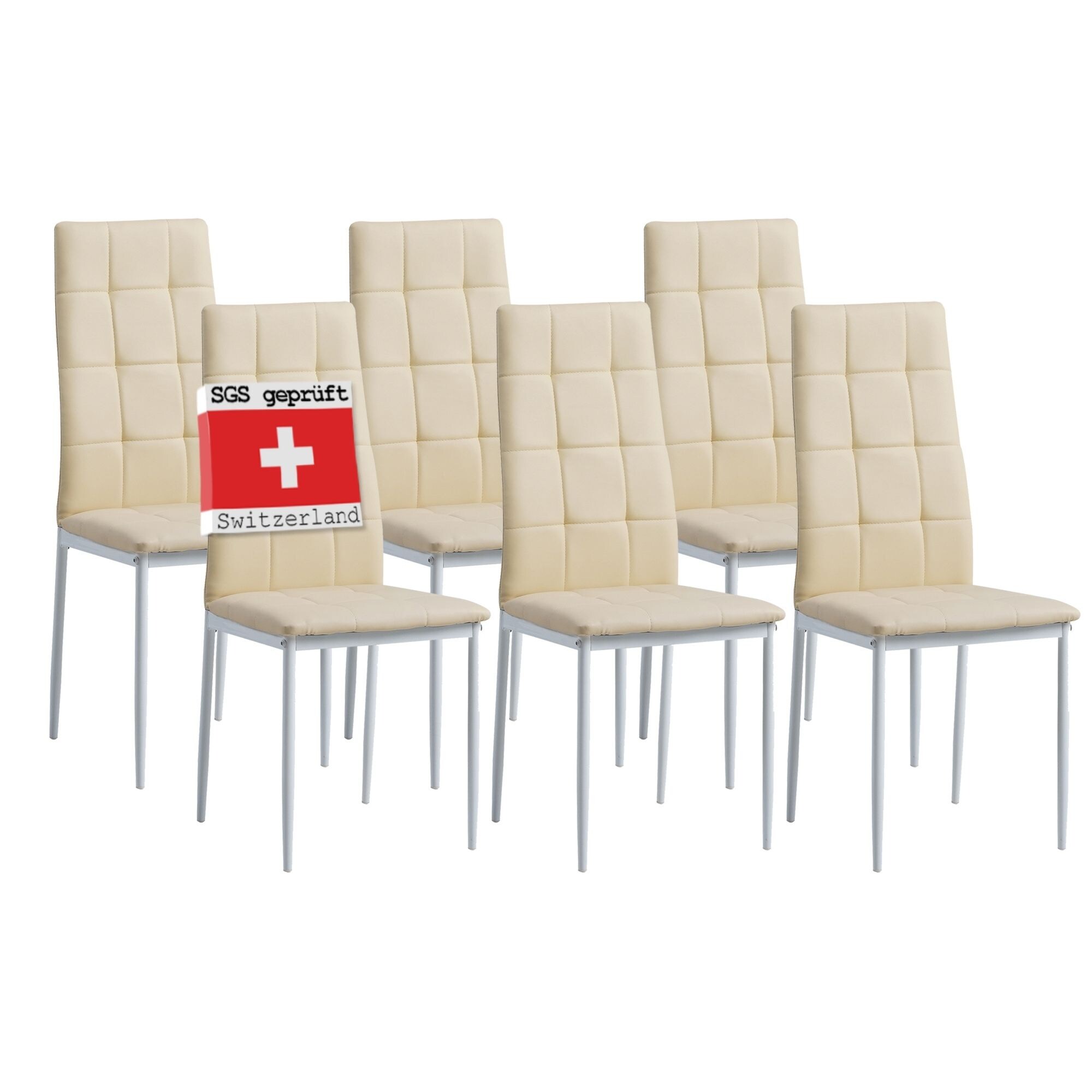 Albatros Esszimmerst&uuml;hle RIMINI 4er Set, Beige - Edles Italienisches Design, Polsterstuhl Kunstleder-Bezug, Modern und Stilvoll am Esstisch - K&uuml;chenstuhl, Stuhl Esszimmer hohe Belastbarkeit 