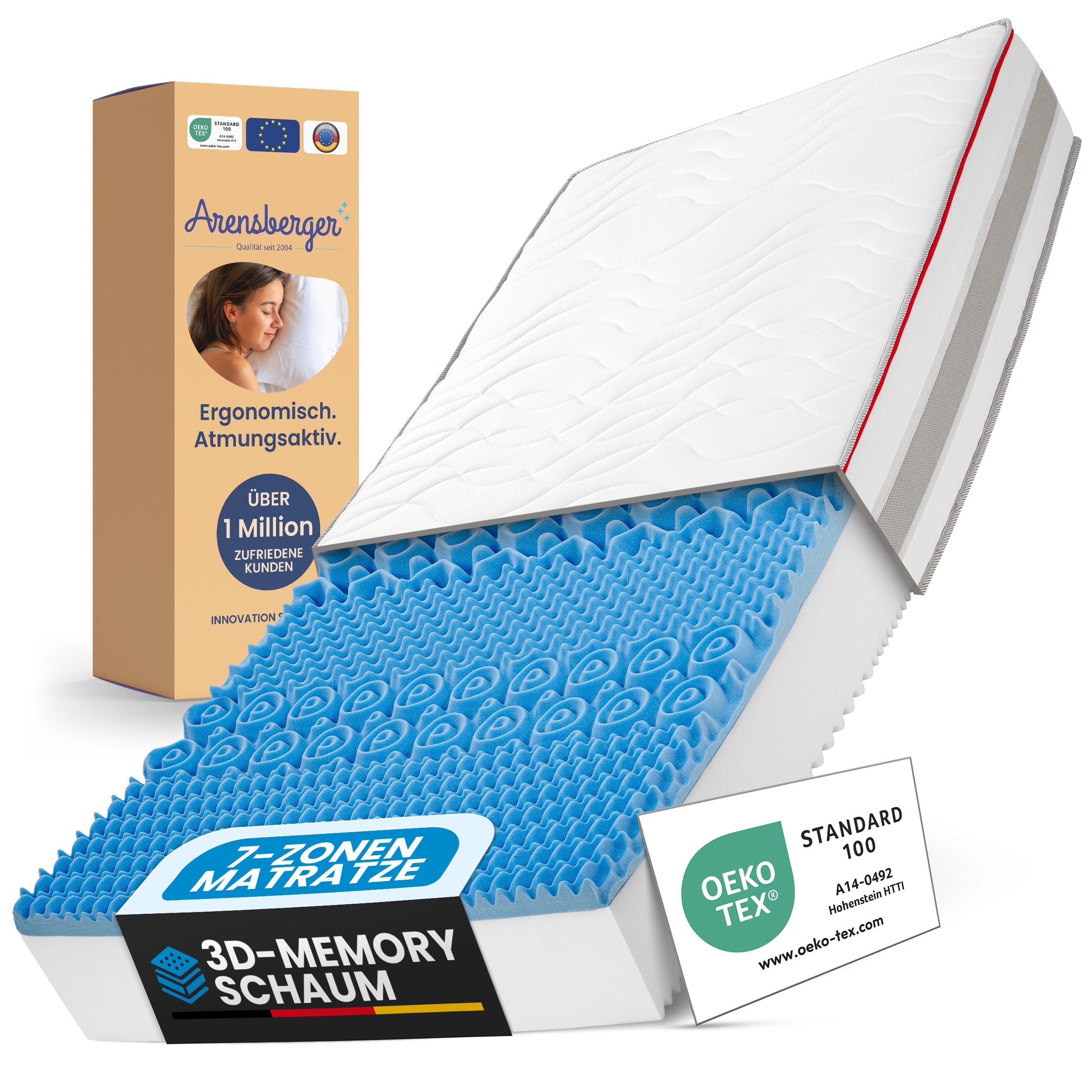 FLEXX Kaltschaum Matratze 180x200 cm mit 3D Memory Foam - 7 Zonen; 25cm H&ouml;he; H4, H3, H2 Misch-H&auml;rtegrad - Wendbare Kaltschaummatratze mit optimaler Druckentlastung 