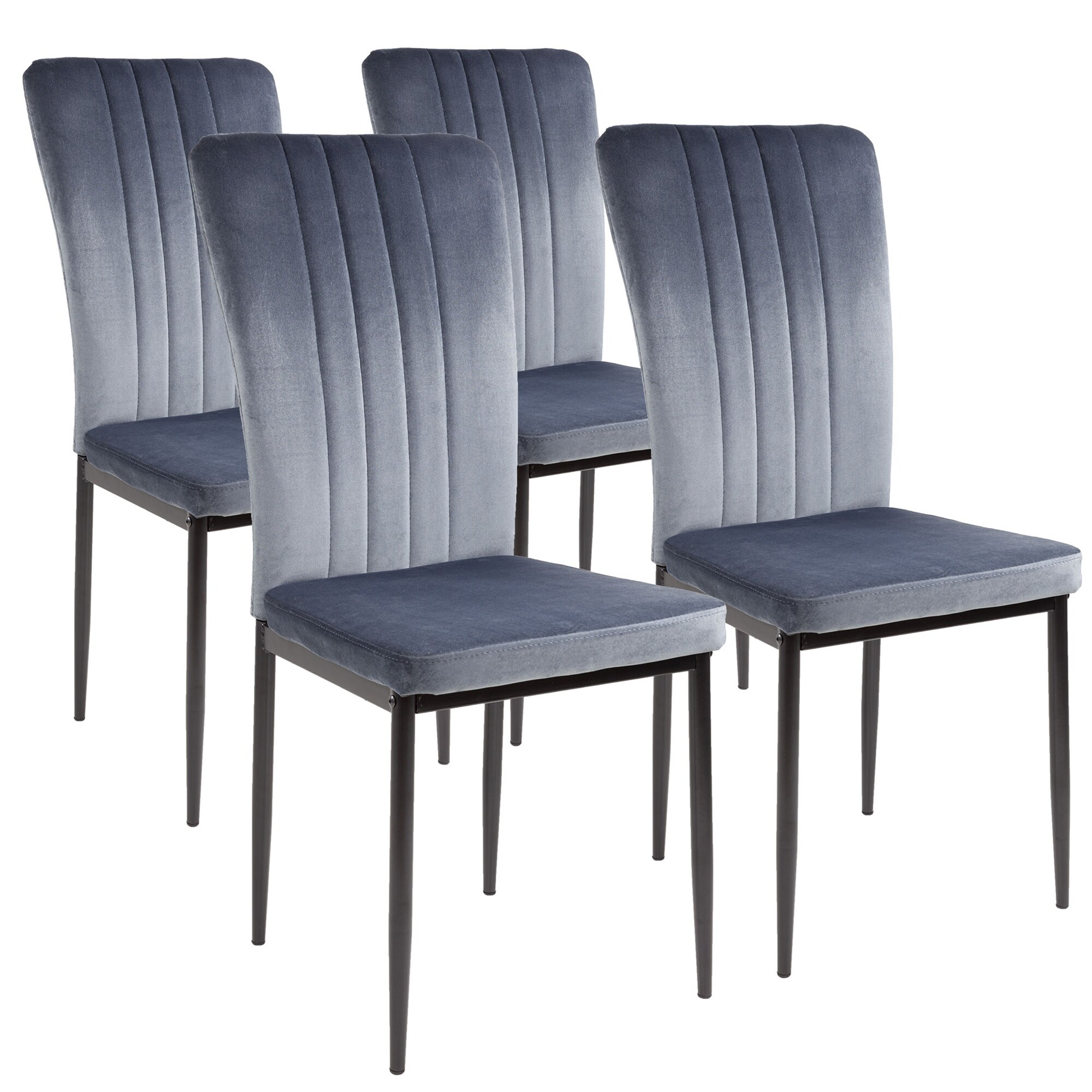 Albatros Esszimmerst&uuml;hle mit Samt-Bezug 4er Set MODENA, Grau - Stilvolles Vintage Design, Eleganter Polsterstuhl am Esstisch - K&uuml;chenstuhl oder Stuhl Esszimmer mit hoher Belastbarkeit 