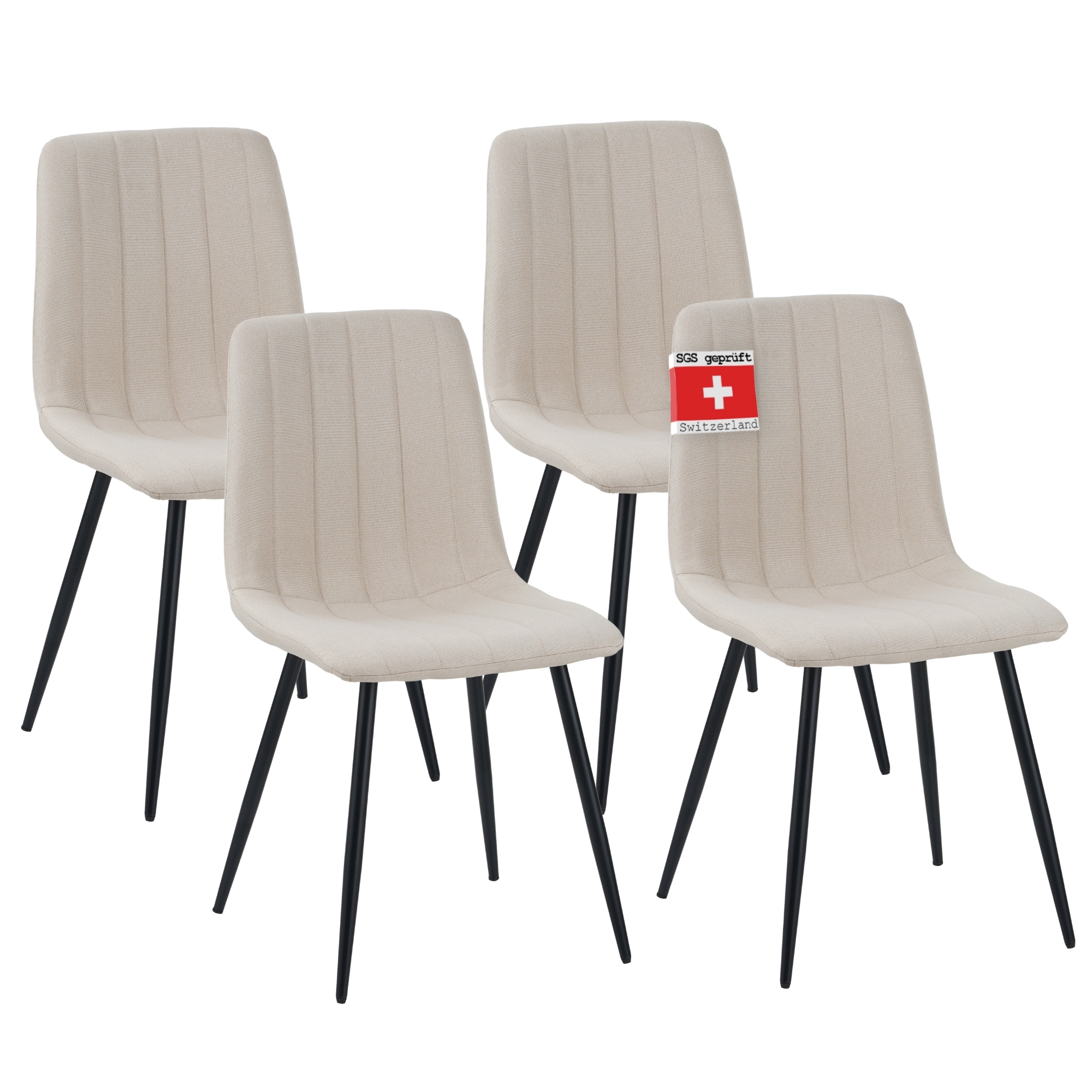 Albatros Esszimmerst&uuml;hle 4er Set GARDA beige - Komfortabler Polsterstuhl f&uuml;r Modernes und Stilvolles Design am Esstisch - K&uuml;chenstuhl oder Stuhl Esszimmer mit hoher Belastbarkeit bis 110kg 