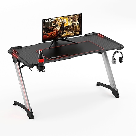 EXCAPE Gaming Tisch Z12 ULTRA mit LED/RGB Beleuchtung 120cm Breit,  Carbon-Optik, Schreibtisch Gaming, Gamingtisch Getränkehalter,  Kopfhörerhalter, PC Tisch Gamer, Tischplatten / 120cm x 60xm bei Marktkauf  online bestellen