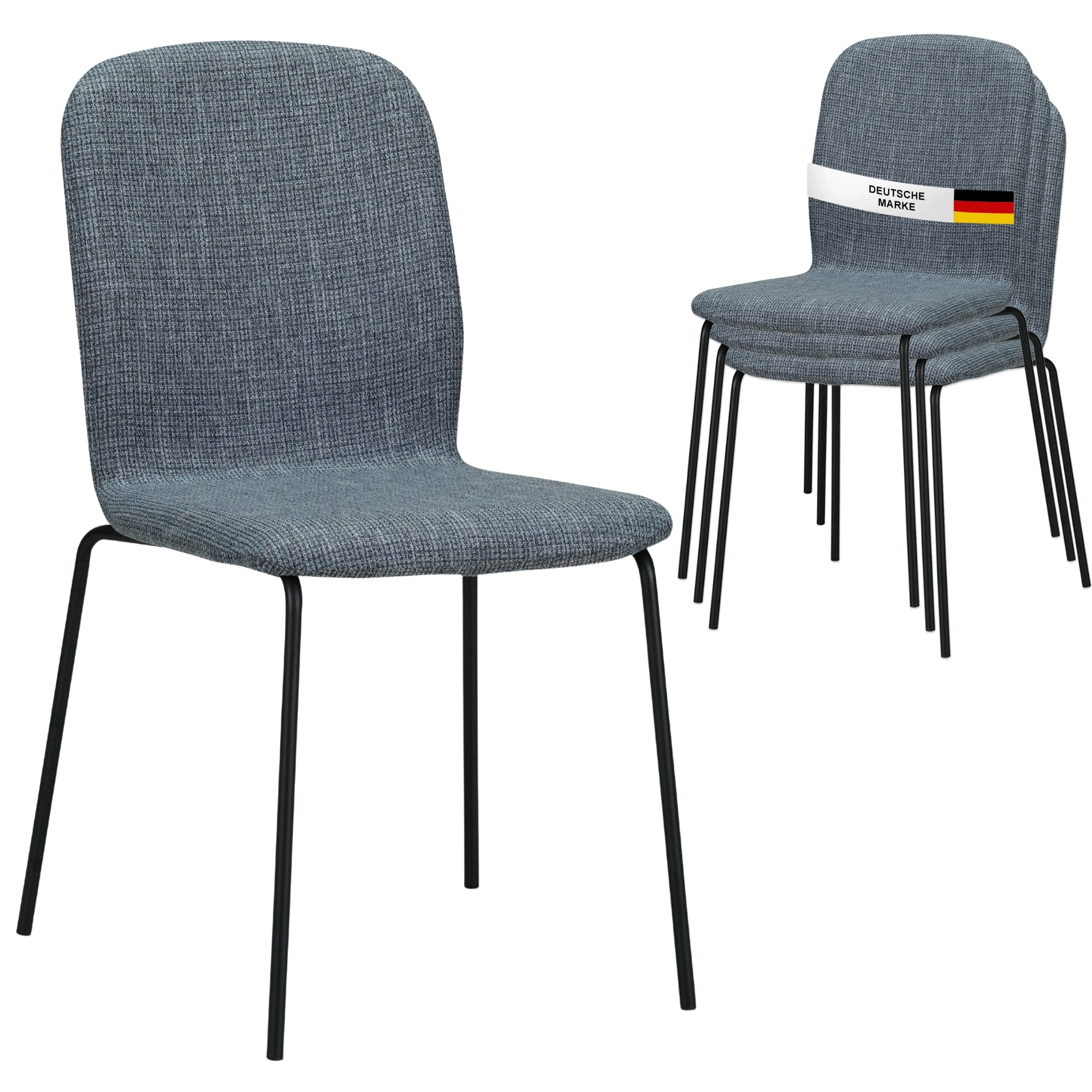Albatros Esszimmerst&uuml;hle 4er Set ENNA, grau - stapelbar, bequemer Polsterstuhl - Eleganter K&uuml;chenstuhl, Stuhl Esszimmer oder Esstisch Stuhl, Konferenzstuhl , St&uuml;ckzahl:4, Farbe:Grau 