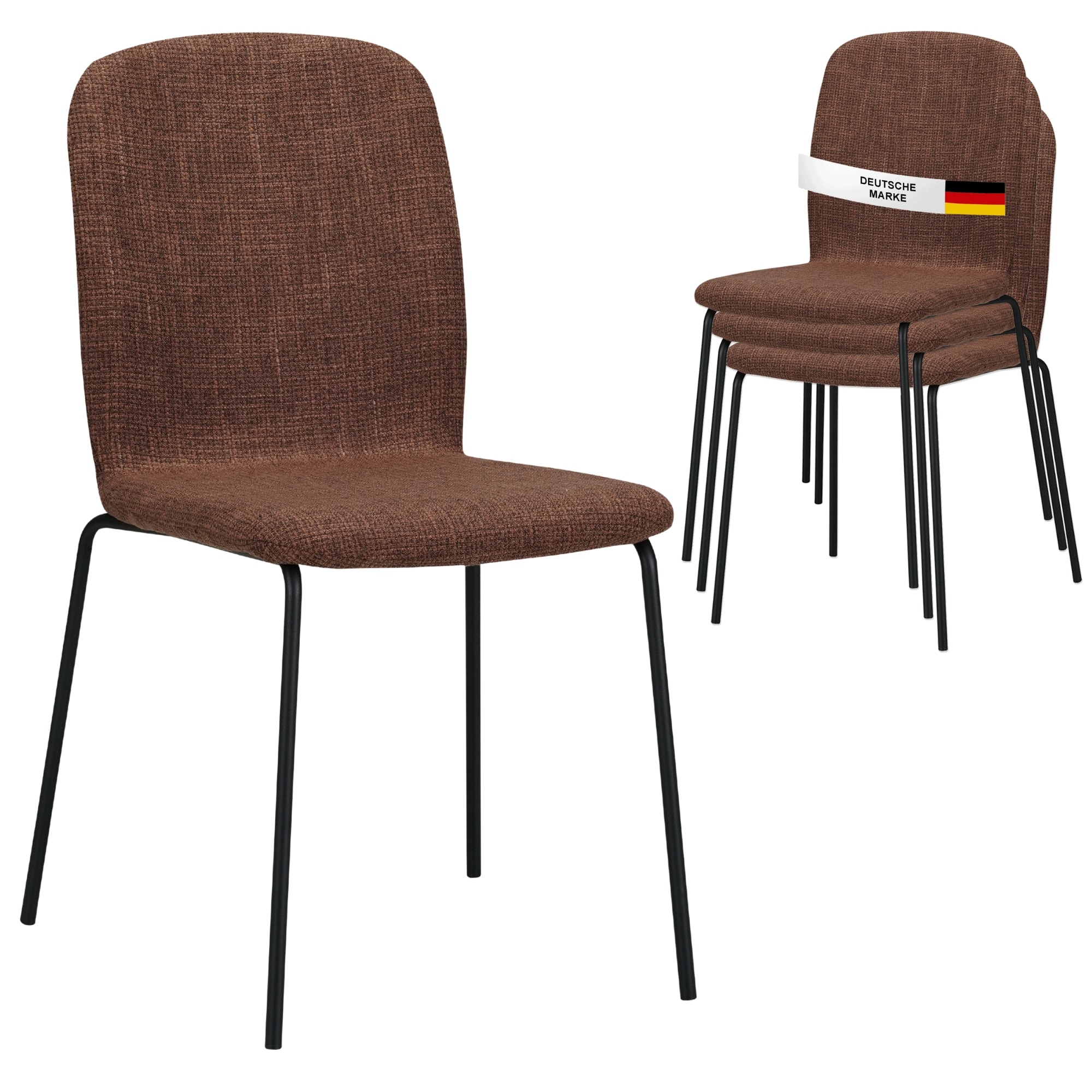 Albatros Esszimmerst&uuml;hle 4er Set ENNA, braun - stapelbar, bequemer Polsterstuhl - Eleganter K&uuml;chenstuhl, Stuhl Esszimmer oder Esstisch Stuhl, Konferenzstuhl , St&uuml;ckzahl:4, Farbe:Braun 