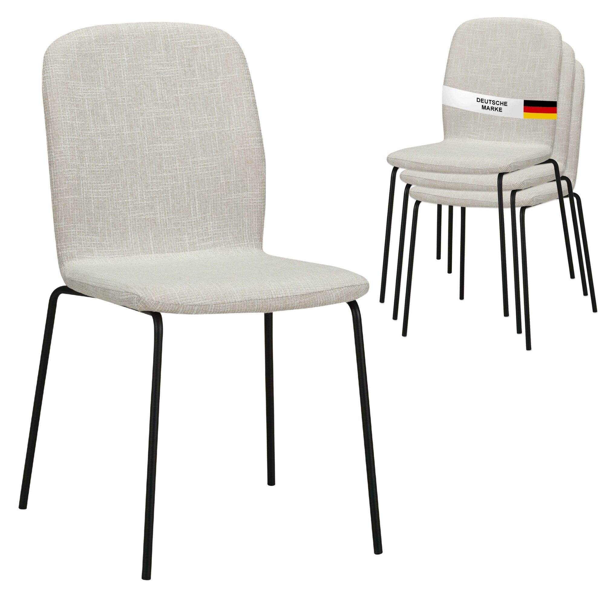 Albatros Esszimmerst&uuml;hle 4er Set ENNA, beige - stapelbar, bequemer Polsterstuhl - Eleganter K&uuml;chenstuhl, Stuhl Esszimmer oder Esstisch Stuhl, Konferenzstuhl , St&uuml;ckzahl:4, Farbe:Beige 