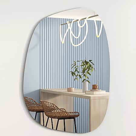 Albatros Designerspiegel Asymmetrisch 60 x 45 cm Wandspiegel oder Türspiegel, Moderne organische Form  Spiegel Oval und Groß Asymmetrischer Spiegel unförmig und Rahmenlos, Größe:60cm x 45cm 