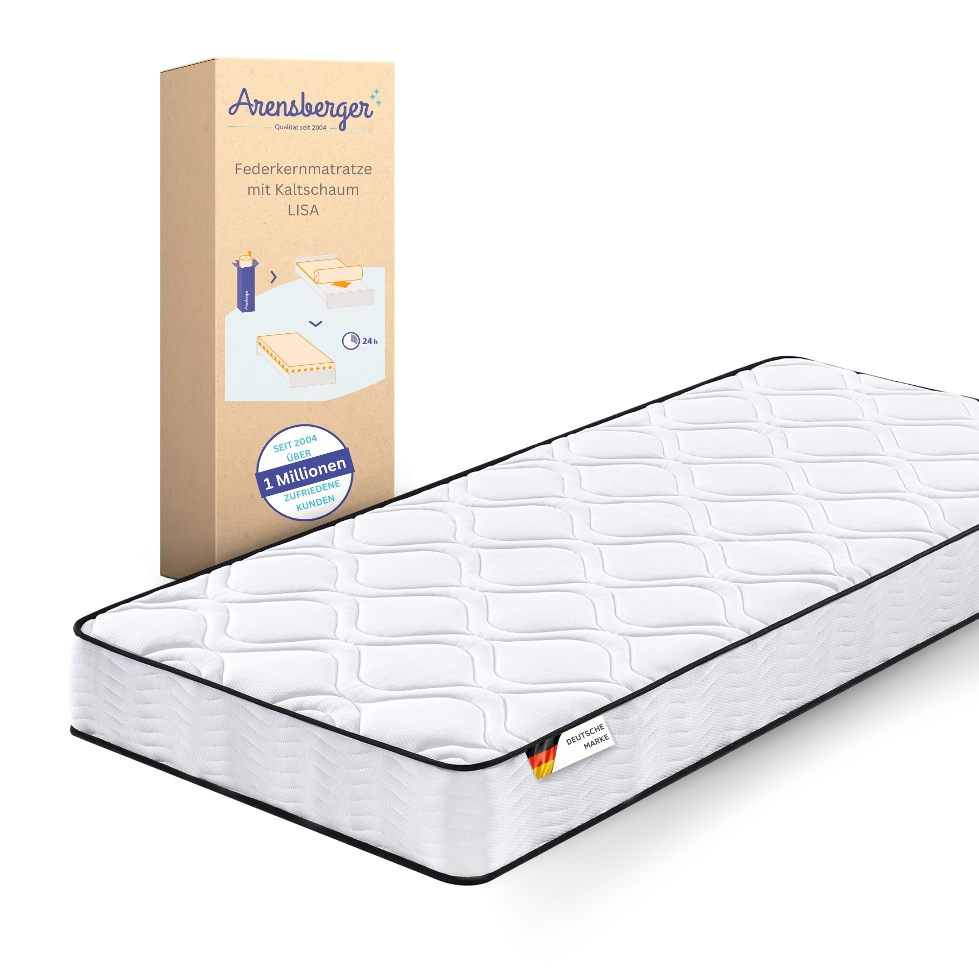 Arensberger LISA Taschen Federkernmatratze 180x200 cm - 19cm H&ouml;he &ndash; H&auml;rte H2 H3 mittelfest &ndash; 7 Zonen - Federkern - Liegekomfort 