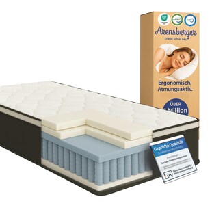 Arensberger EMILIA Federkernmatratze mit GEL-Schaum und integriertem Topper | 160x200 cm Höhe 23cm | Härtegrad H3/ H4 | HR Taschenfederkern Matratze 