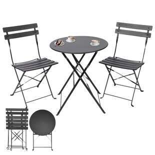 Albatros Bistroset 3-teilig Schwarz – Bistrotisch mit 2 Stühlen – klappbare Stühle und Tisch aus robustem Metall – optimal als Balkonmöbel Set oder Gartenmöbel in modernem Design 