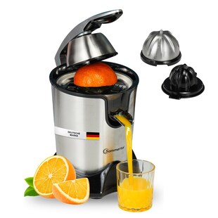 Sommertal Zitruspresse CP850 elektrische Saftpresse inkl. 2 Presskegel, manuelle Handpresse, Orangenpresse Zitronenpresse aus Edelstahl, Juicer Entsafter mit starkem 850W Motor 
